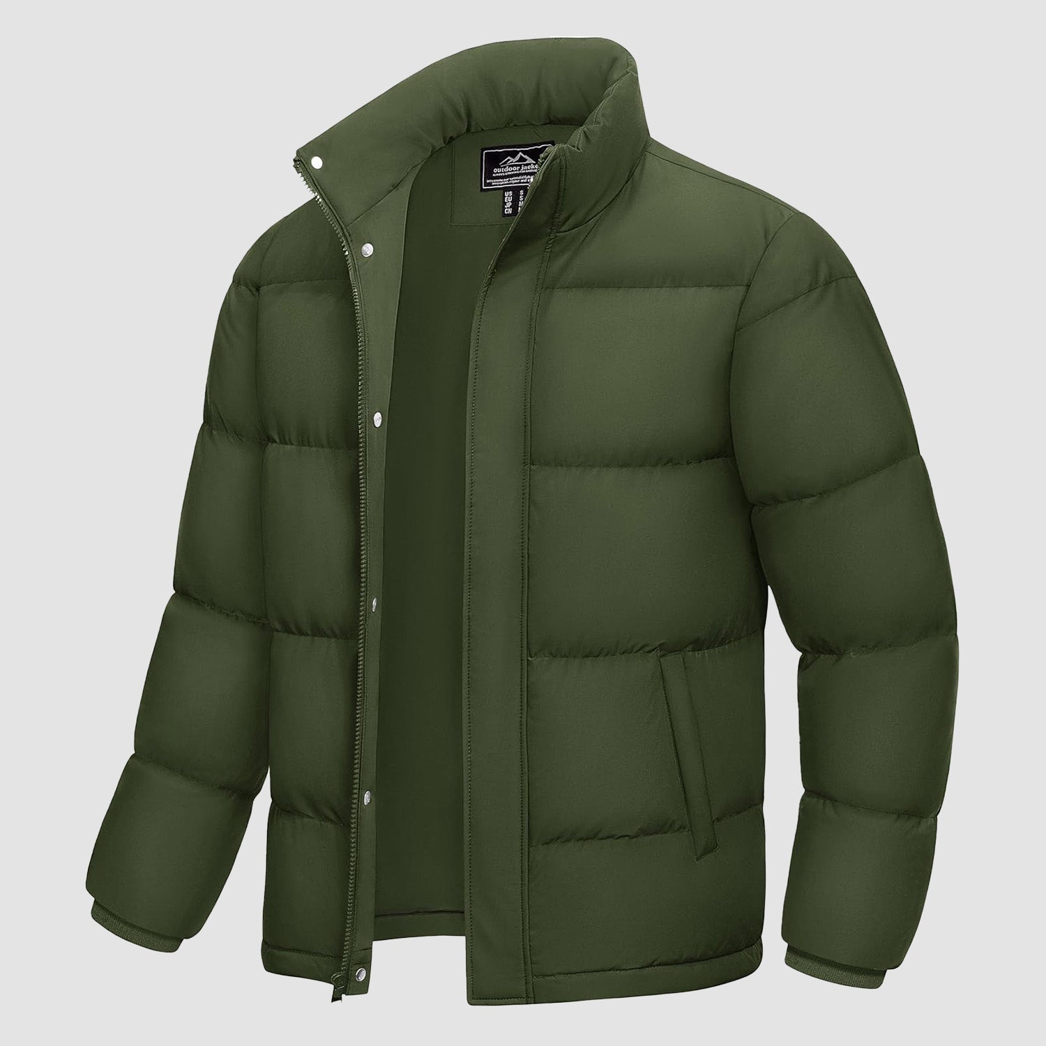 Men's Warm Down Puffer Jacket, Water-Resistant & Windproof