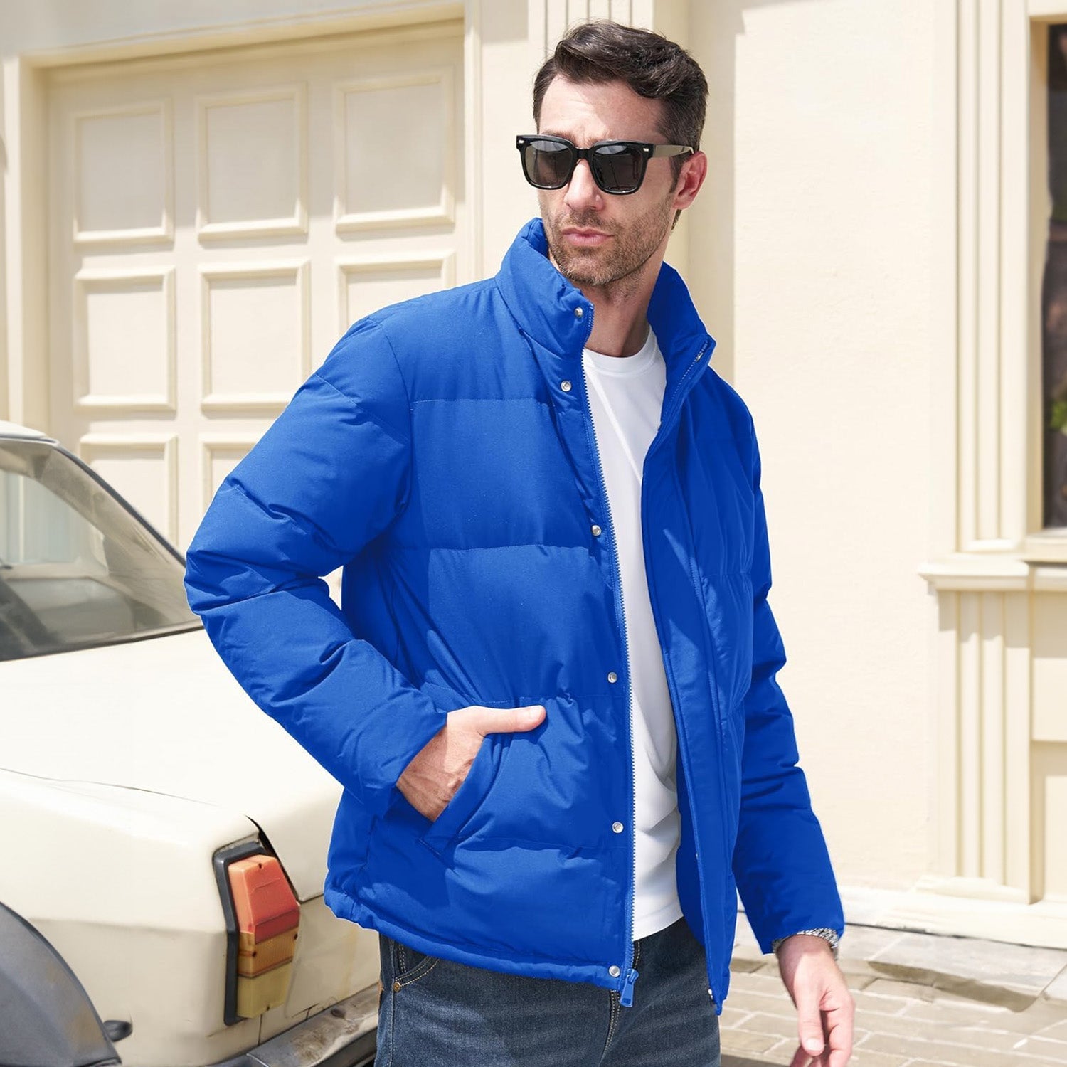 Men's Warm Down Puffer Jacket, Water-Resistant & Windproof