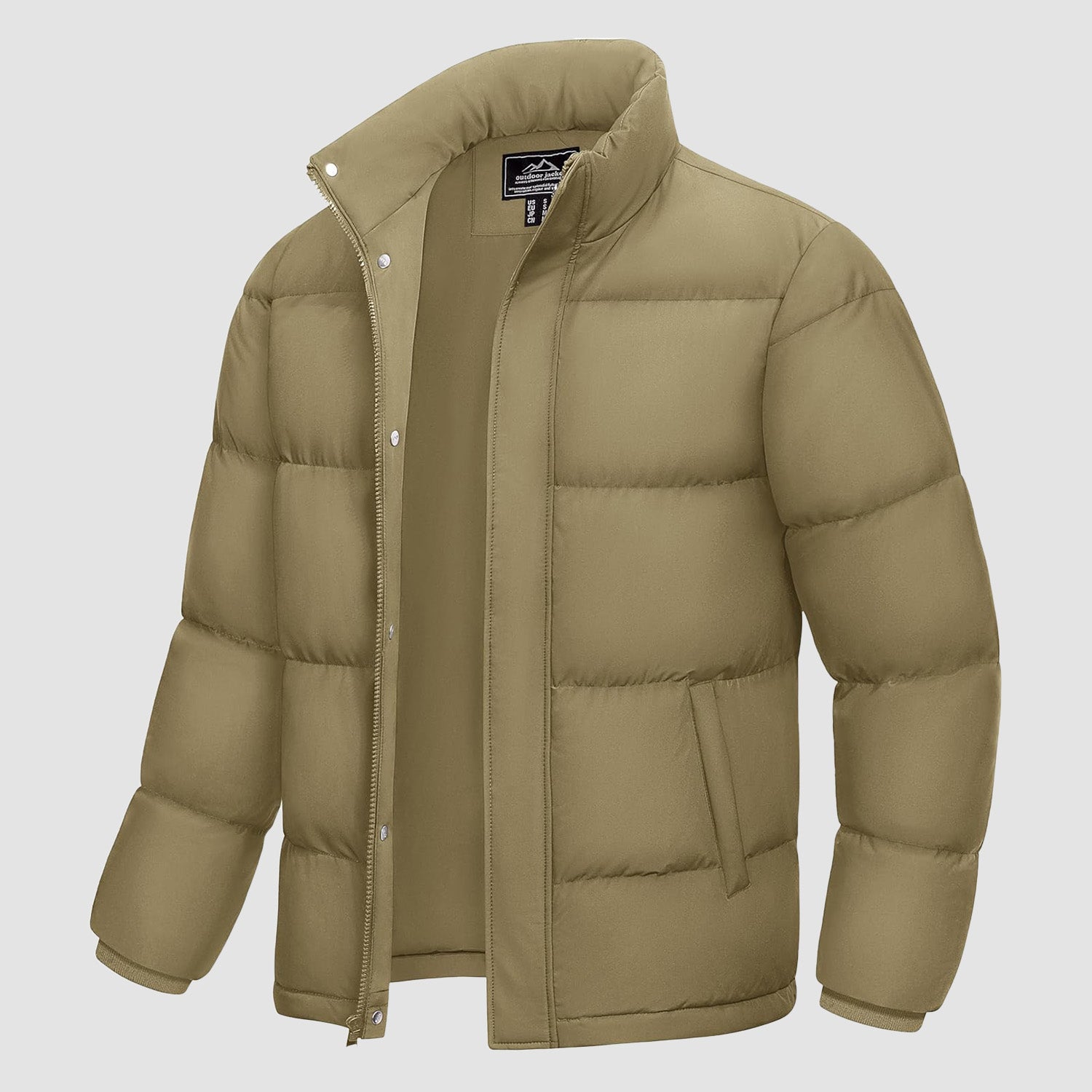 Men's Warm Down Puffer Jacket, Water-Resistant & Windproof