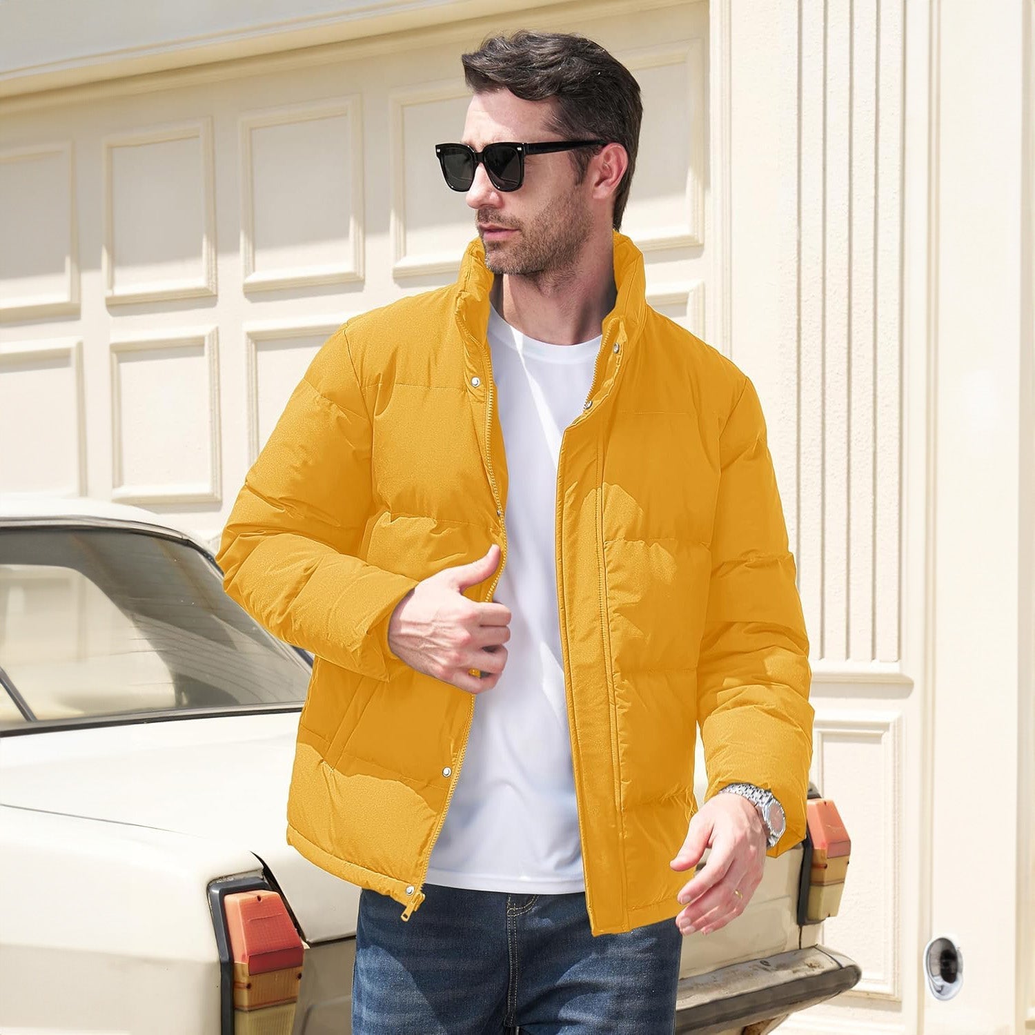 Men's Warm Down Puffer Jacket, Water-Resistant & Windproof