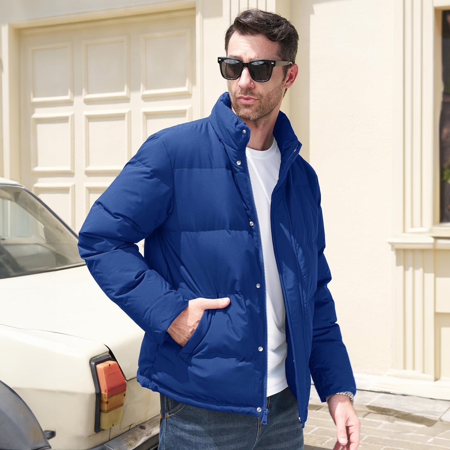 Men's Warm Down Puffer Jacket, Water-Resistant & Windproof