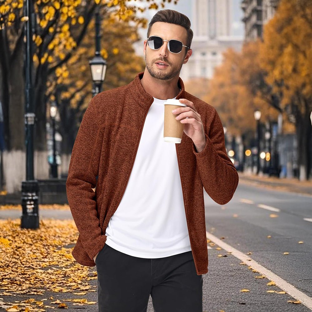 Men's Fleece Jacket Full Zip Lightweight Warm Winter Sweatshirt