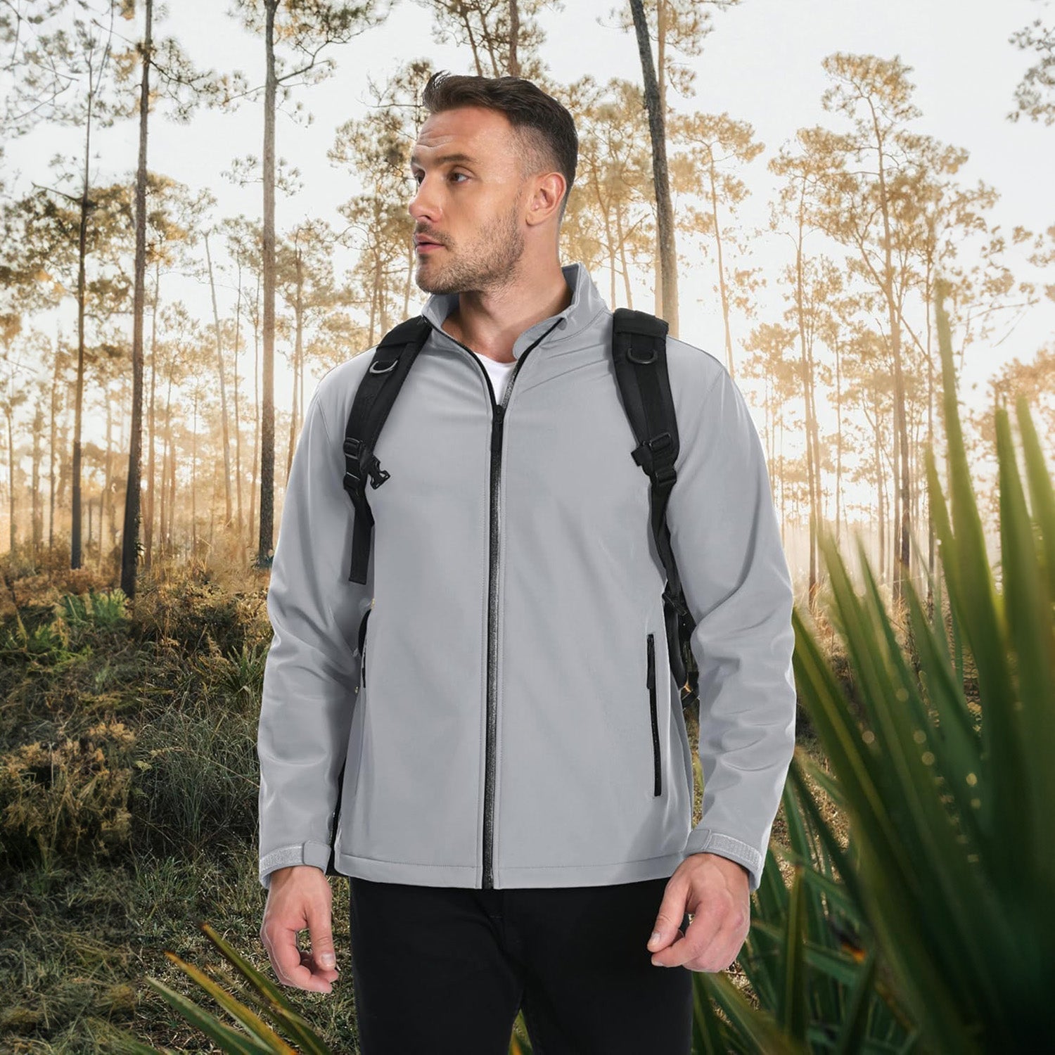 Men's Fleece-Lined Softshell Waterproof & Windproof Jacket