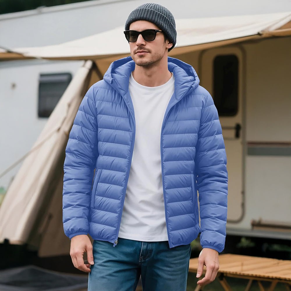 Men's Lightweight Hooded Puffer Jacket - Quilted Winter Coat
