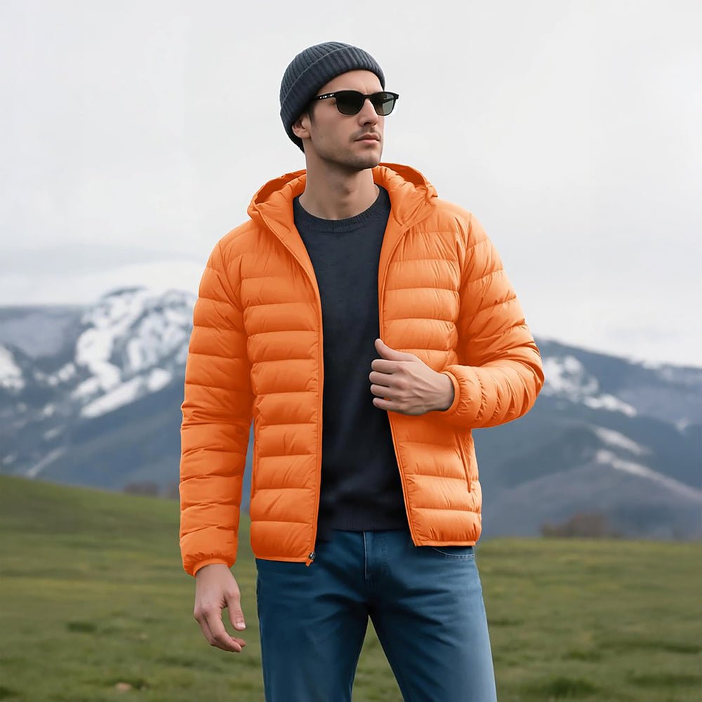 Men's Lightweight Hooded Puffer Jacket - Quilted Winter Coat