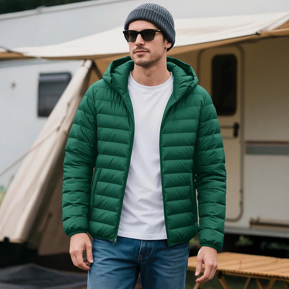 Men's Lightweight Hooded Puffer Jacket - Quilted Winter Coat