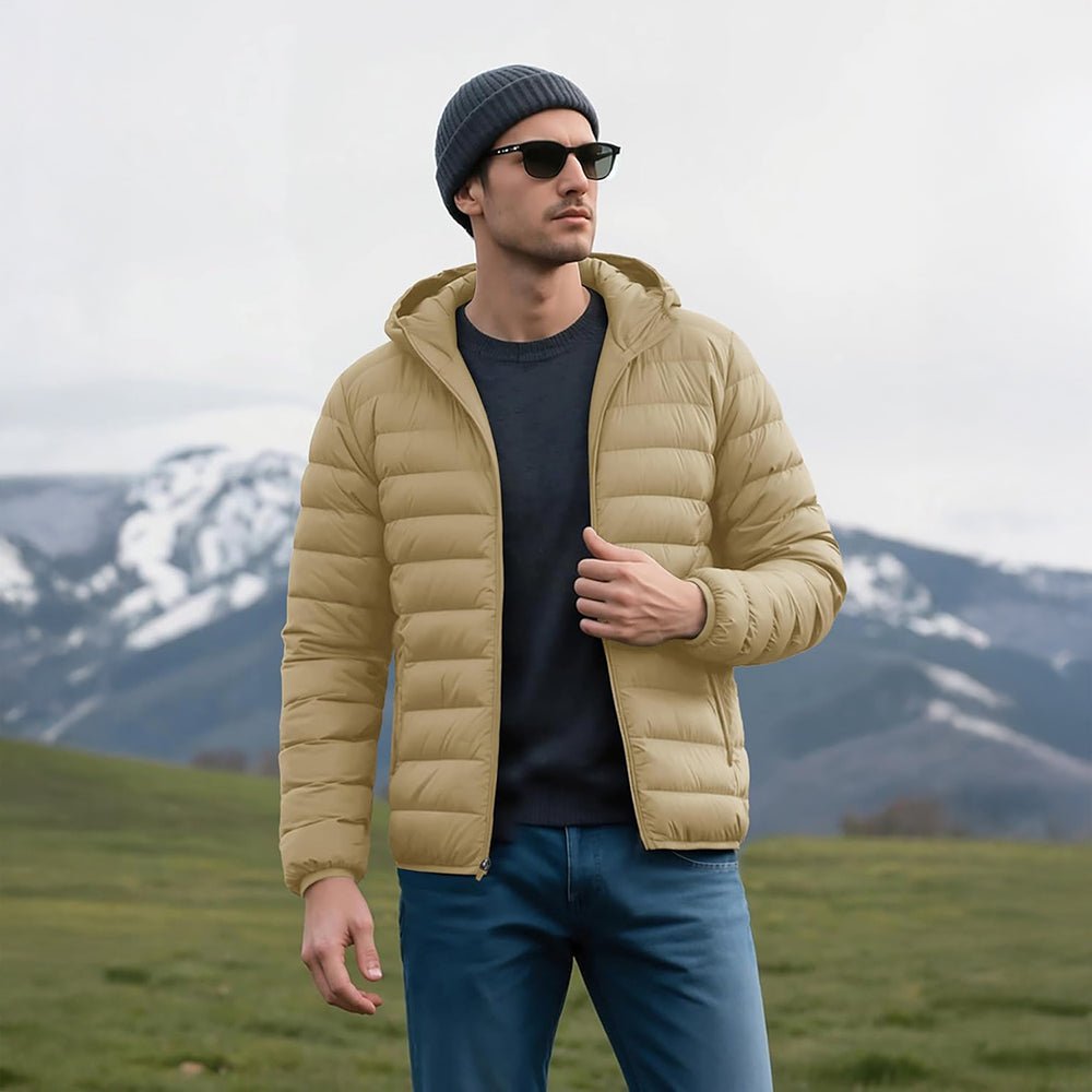 Men's Lightweight Hooded Puffer Jacket - Quilted Winter Coat