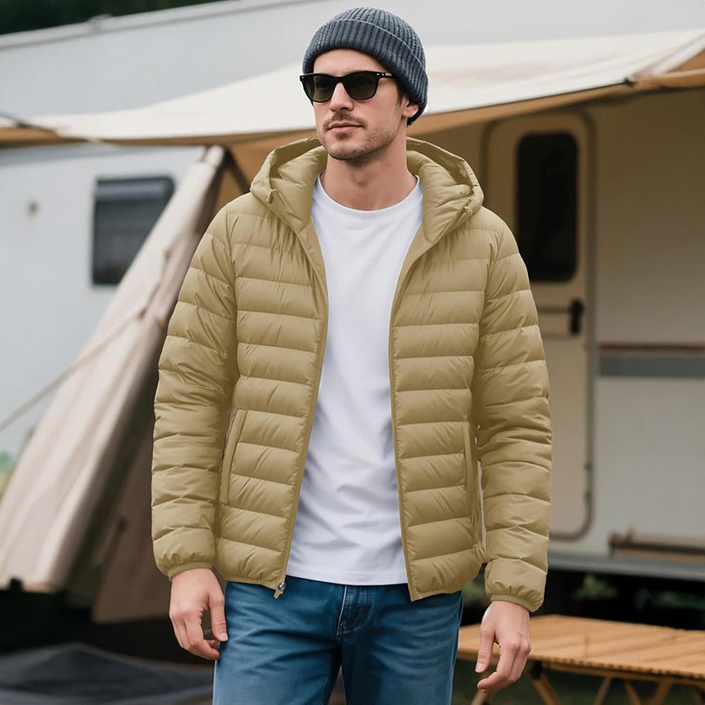 Men's Lightweight Hooded Puffer Jacket - Quilted Winter Coat