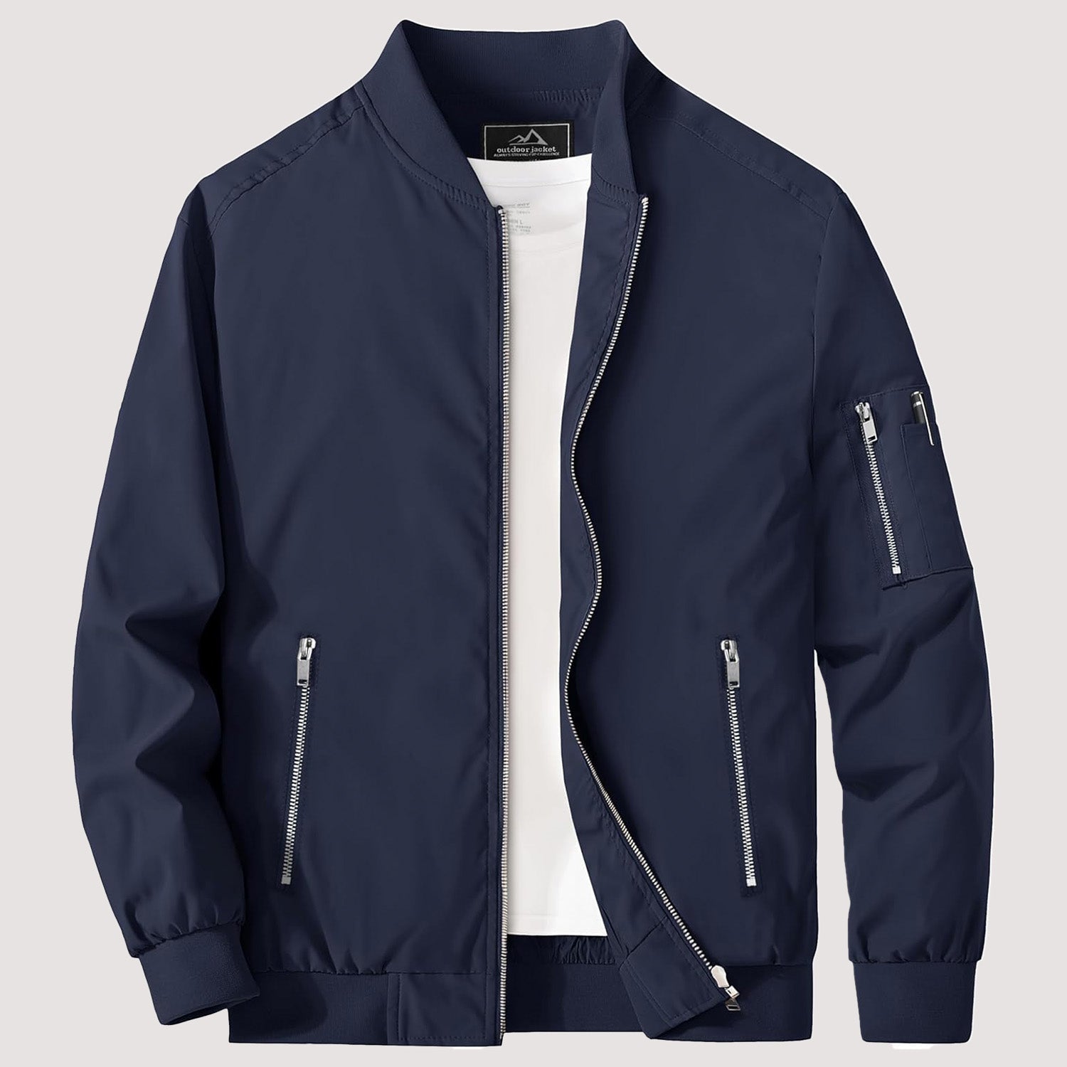 Men's Lightweight Zip-Up Bomber Jacket - Casual Windbreaker