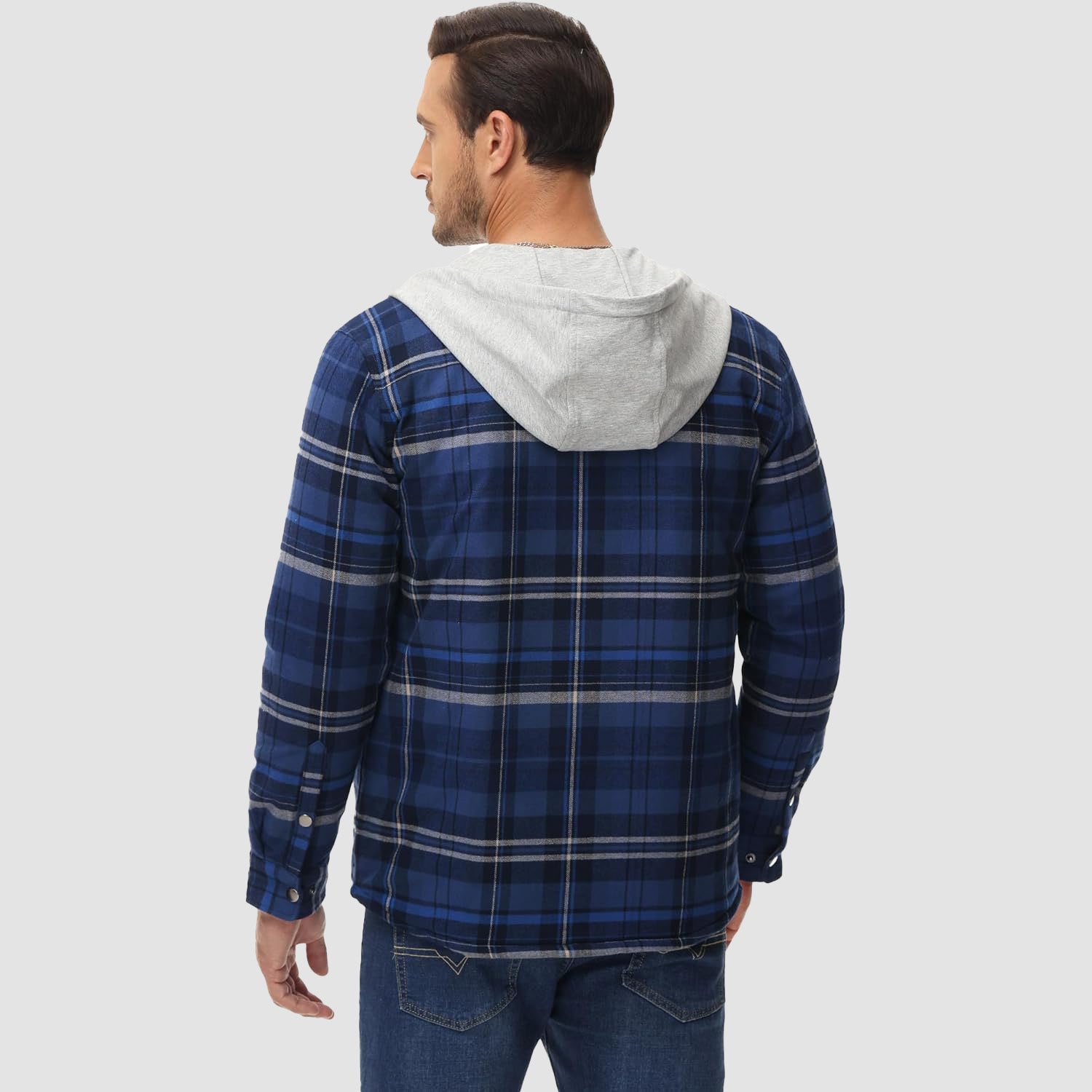 Men's Quilted Flannel Jacket with Hood – Warm & Casual