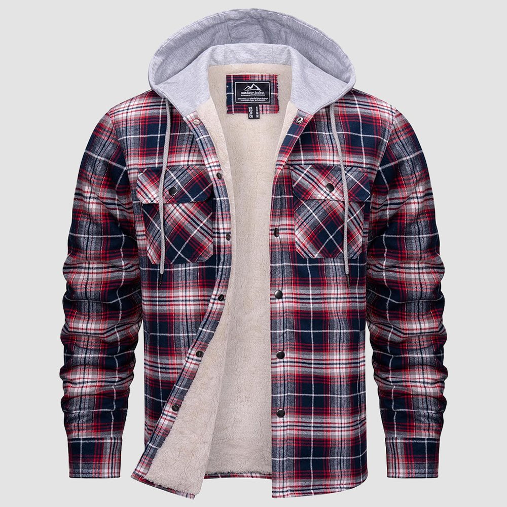 Men’s Sherpa-Lined Flannel Hoodies – Plaid Winter Jackets