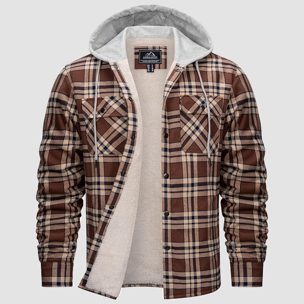 Men’s Sherpa-Lined Flannel Hoodies – Plaid Winter Jackets