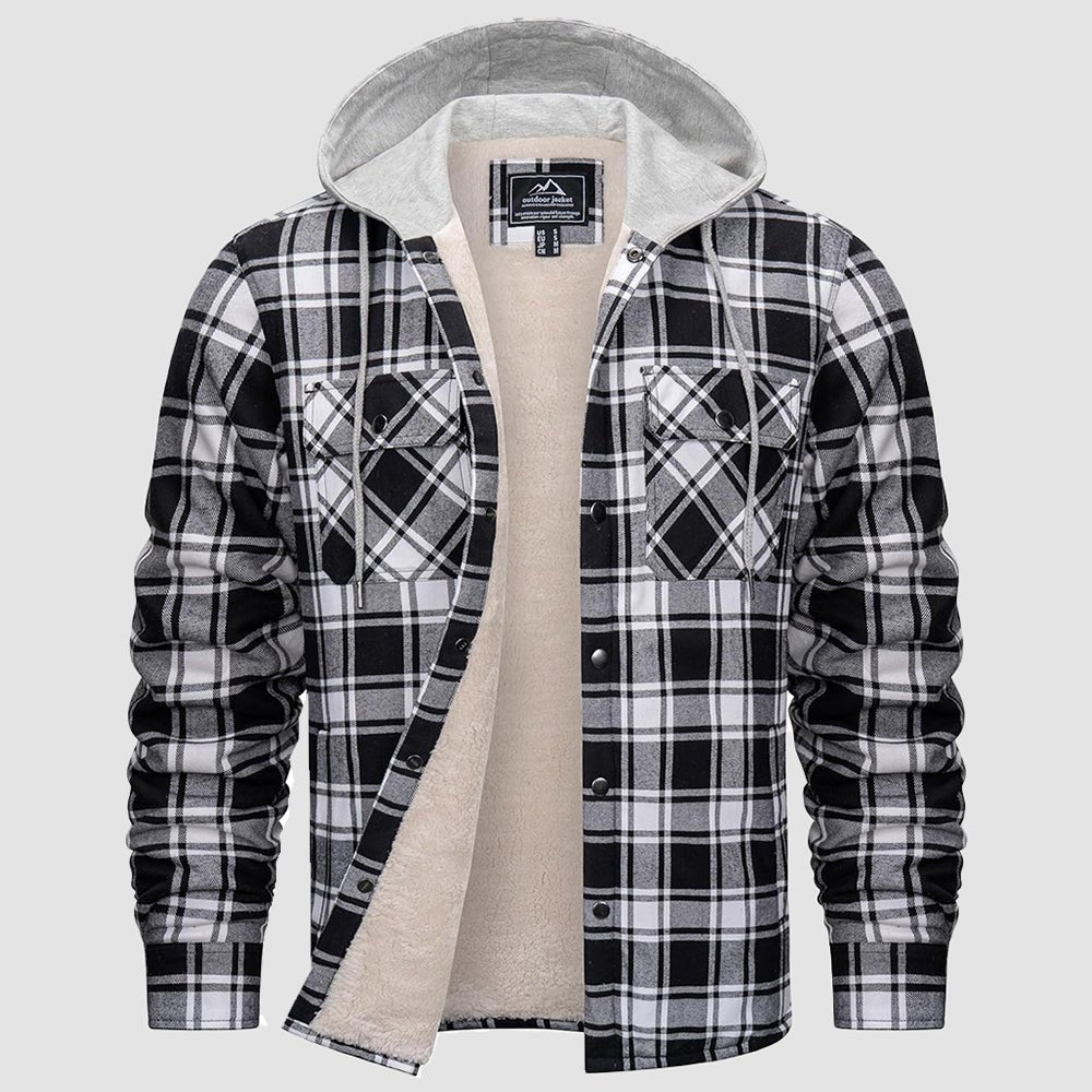 Men’s Sherpa-Lined Flannel Hoodies – Plaid Winter Jackets