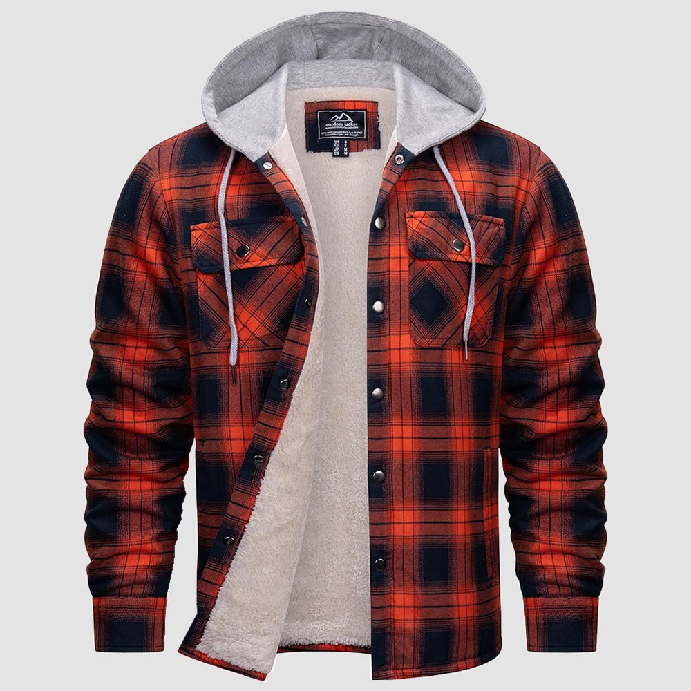 Men’s Sherpa-Lined Flannel Hoodies – Plaid Winter Jackets