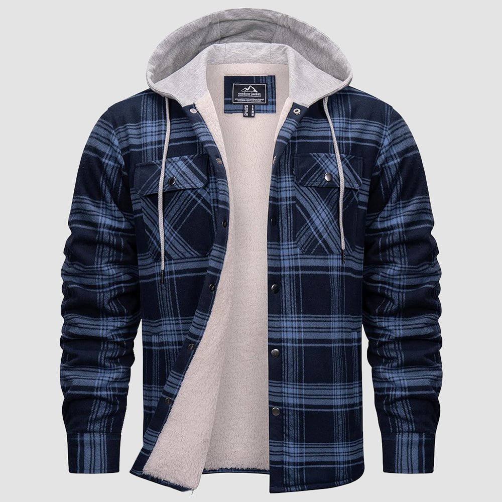 Men’s Sherpa-Lined Flannel Hoodies – Plaid Winter Jackets