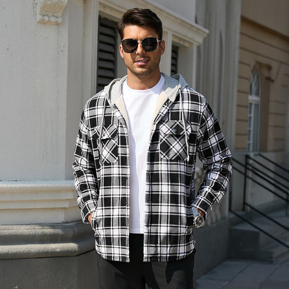 Men’s Sherpa-Lined Flannel Hoodies – Plaid Winter Jackets