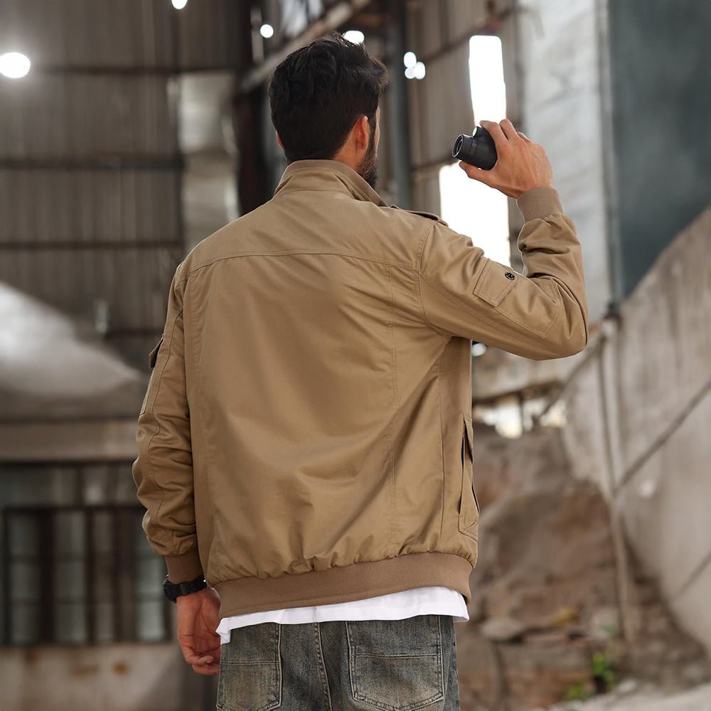 Men's Tactical Cargo Jackets Stand Collar Cotton Casual Jacket