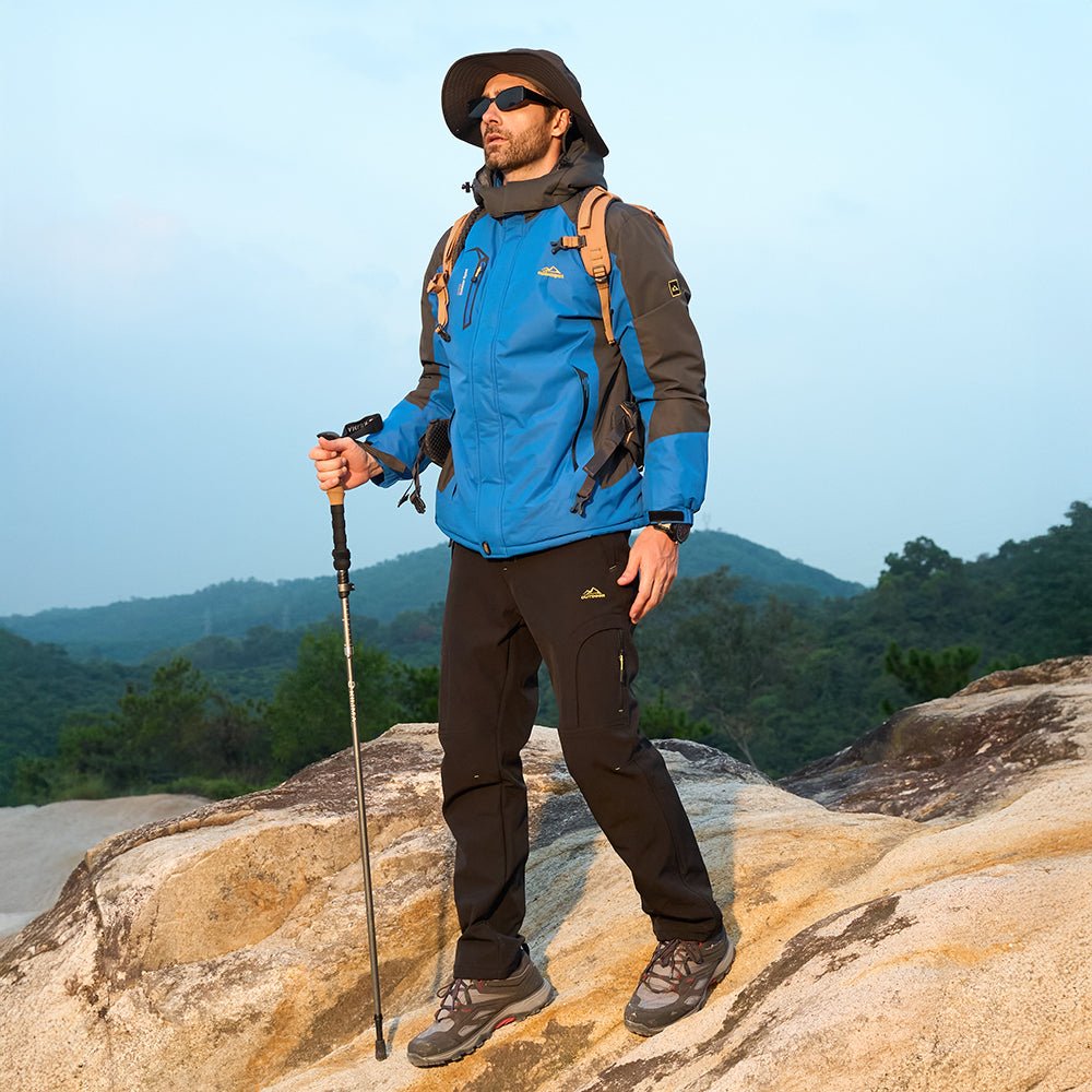 Men's Water Resistant Ski Jacket - Fleece Lined Parka with Pockets