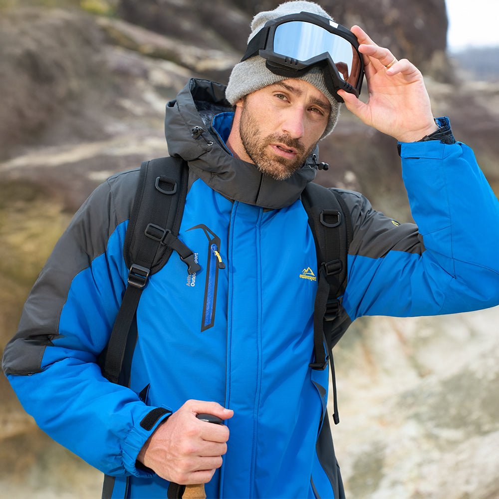 Men's Water Resistant Ski Jacket - Fleece Lined Parka with Pockets