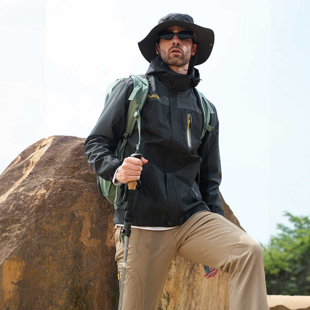 Men's Windproof Water Resistant Jacket - 5 Pockets for Hiking