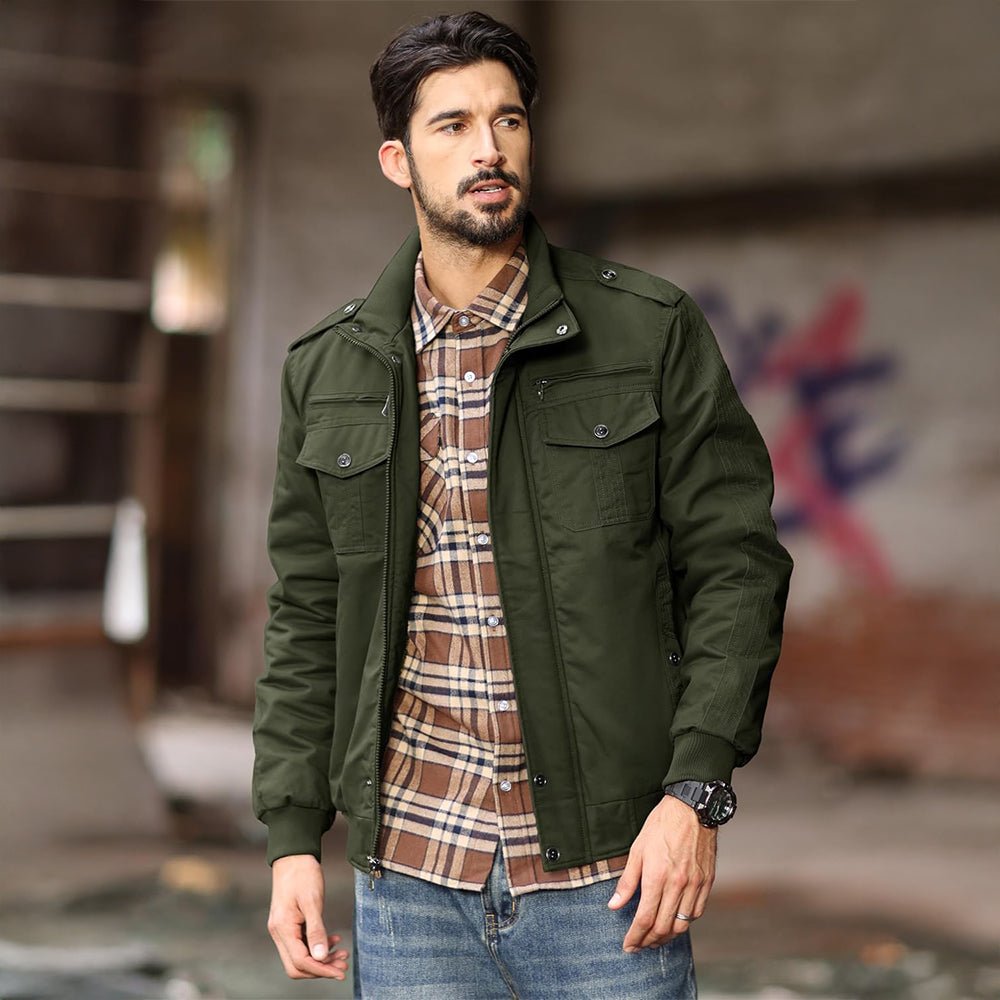 Men's Winter Military Cargo Jacket - Fleece Tactical Coat