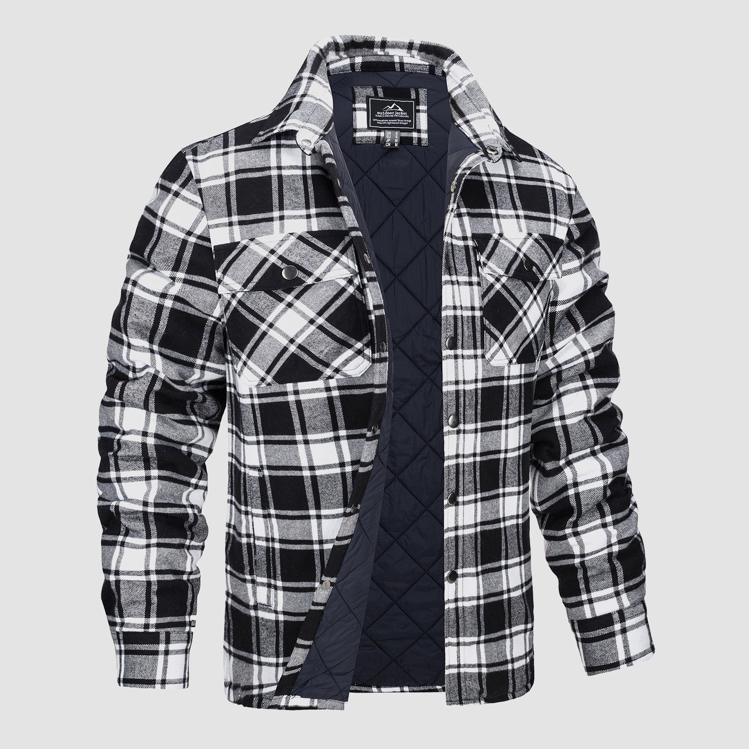 Men's Quilted Flannel Jacket - Warm Winter Padded Shirt