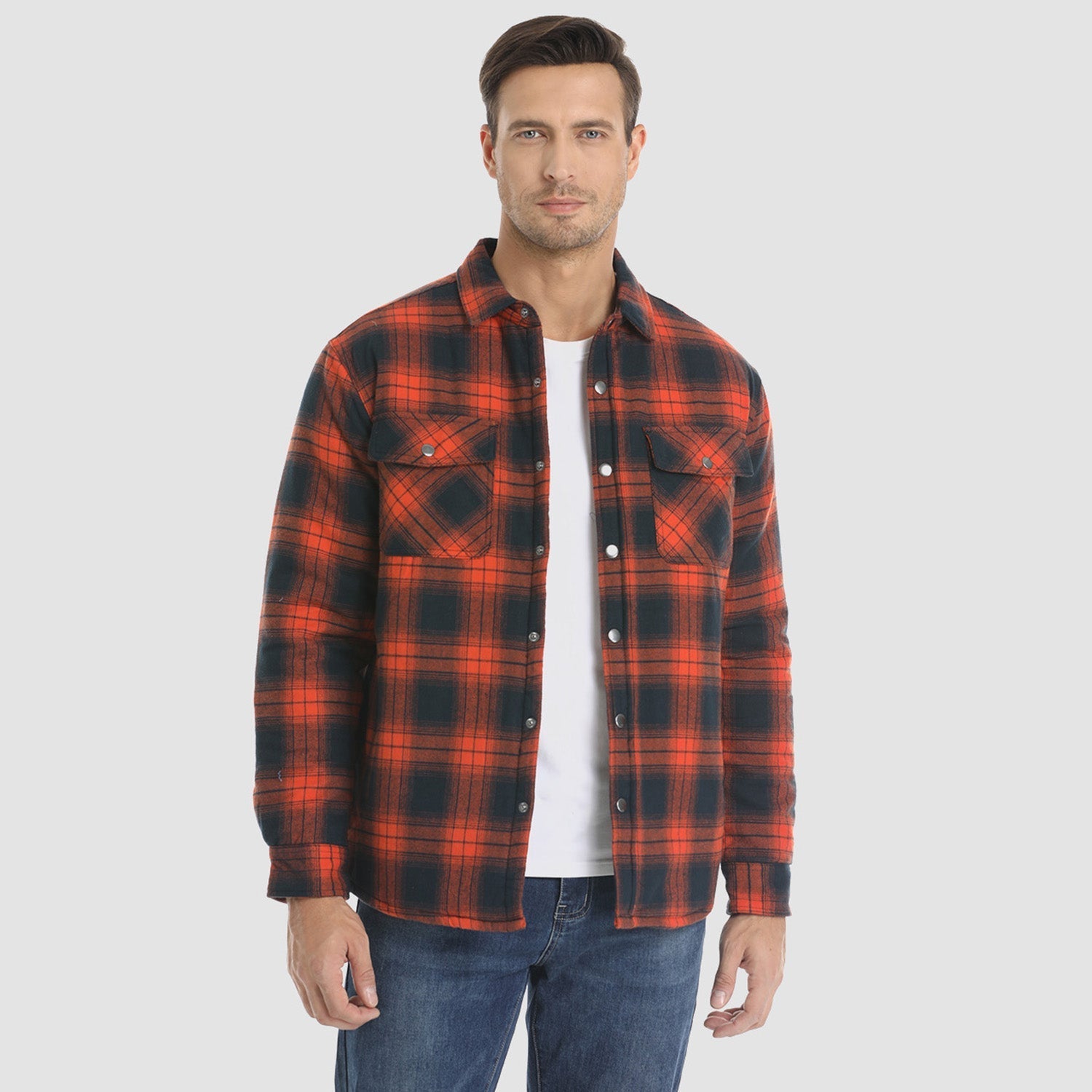 Men's Quilted Flannel Jacket - Warm Winter Padded Shirt