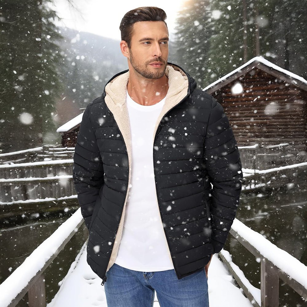 Men's Winter Puffer Jacket Hooded Water Resistant Coat