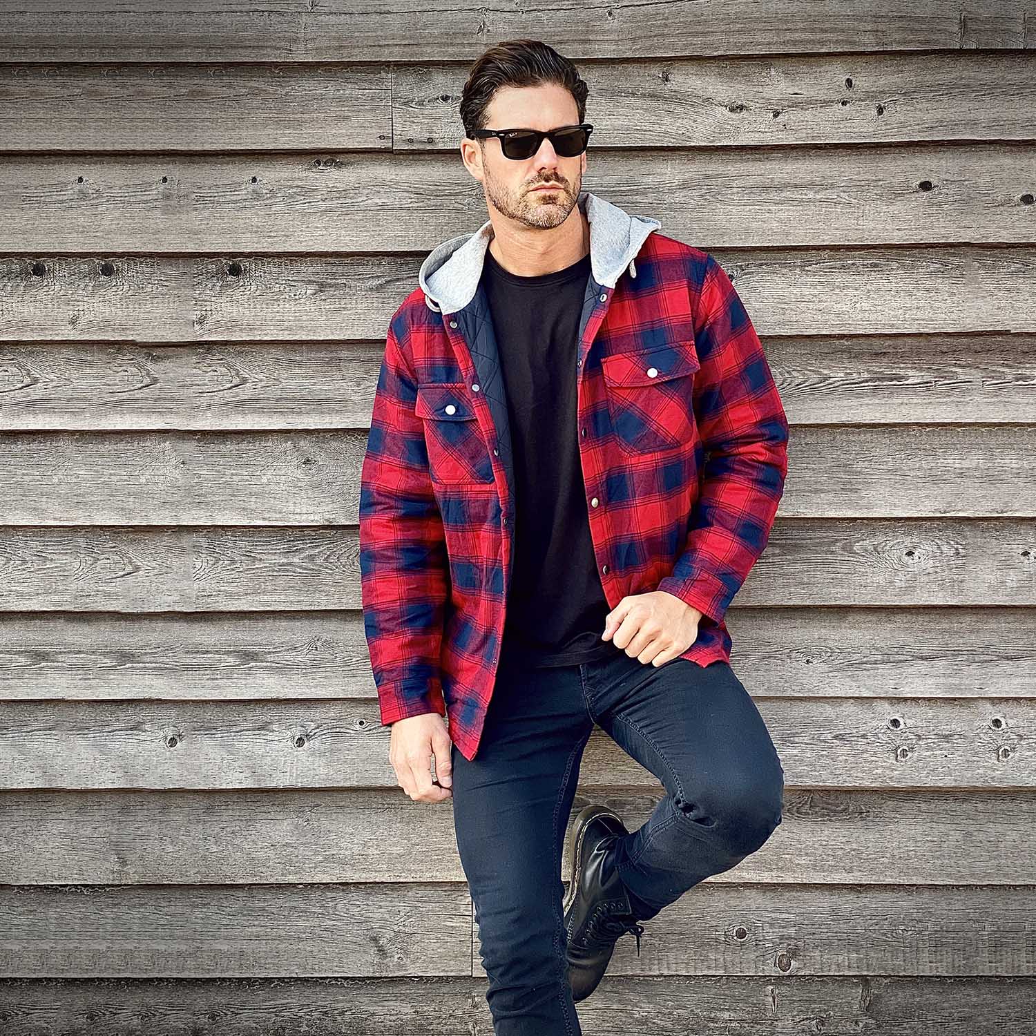 Men's Quilted Flannel Jacket with Hood – Warm & Casual