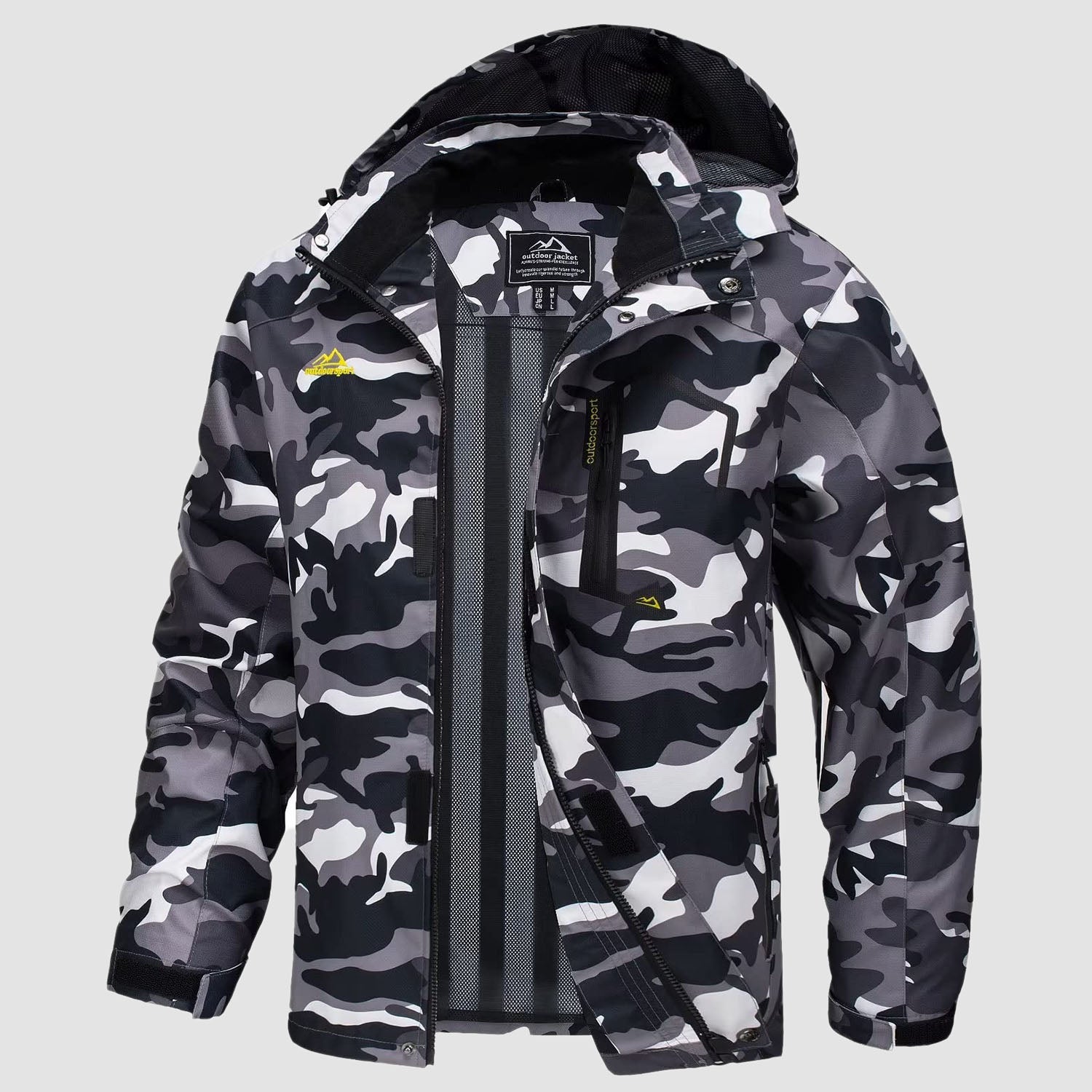 Men's Lightweight Rain Jacket with Detachable Hood for Hiking
