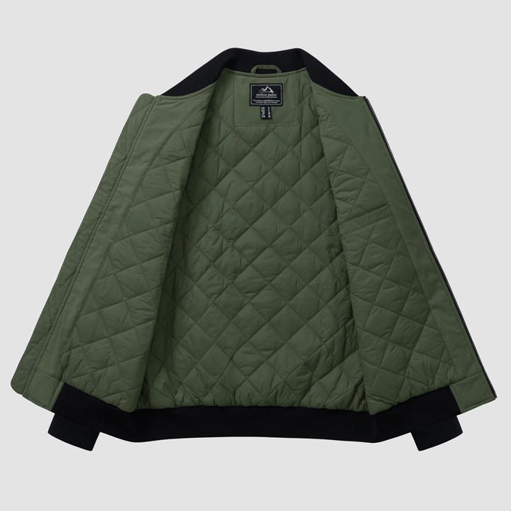 Men's Winter Bomber Jacket, Quilted & Windproof Zip-Up Coa