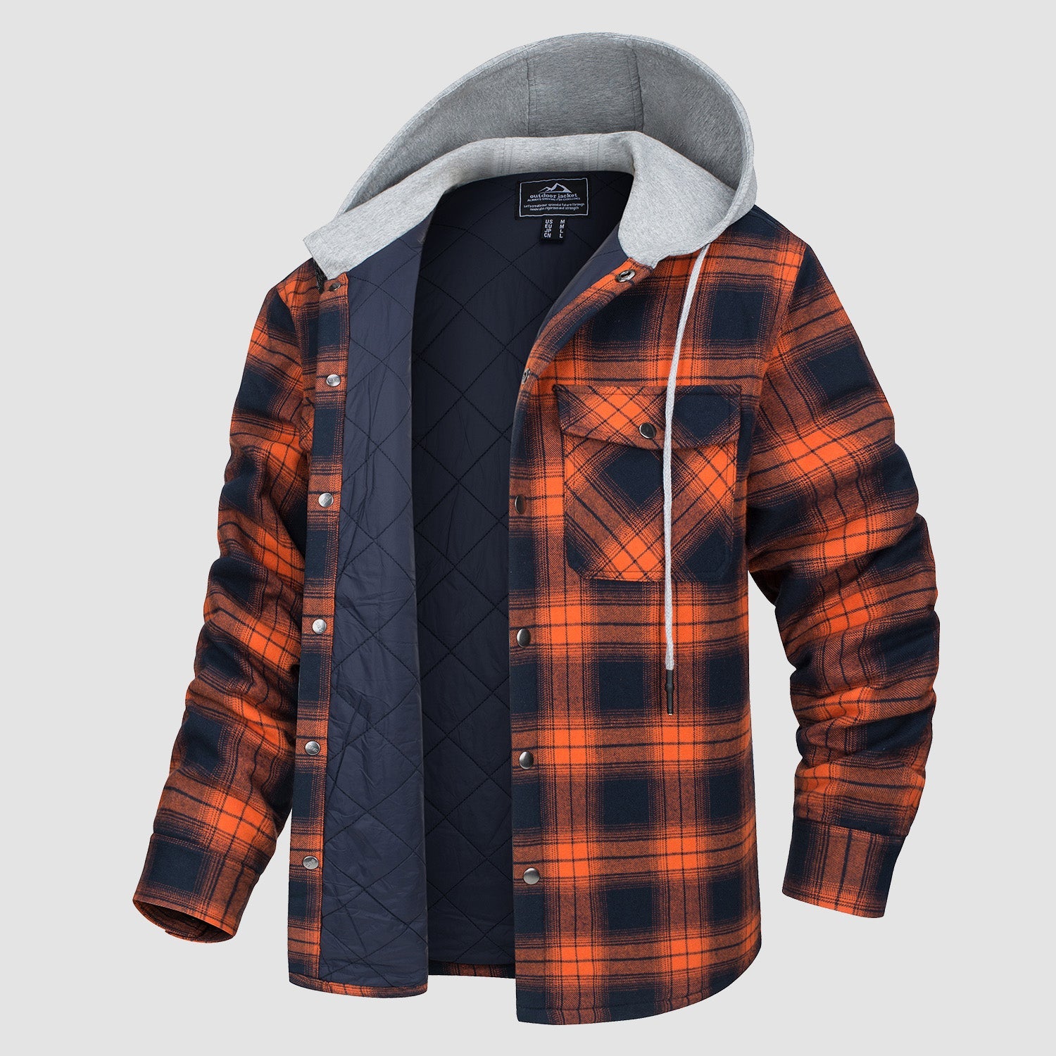 Men's Quilted Flannel Jacket with Hood – Warm & Casual