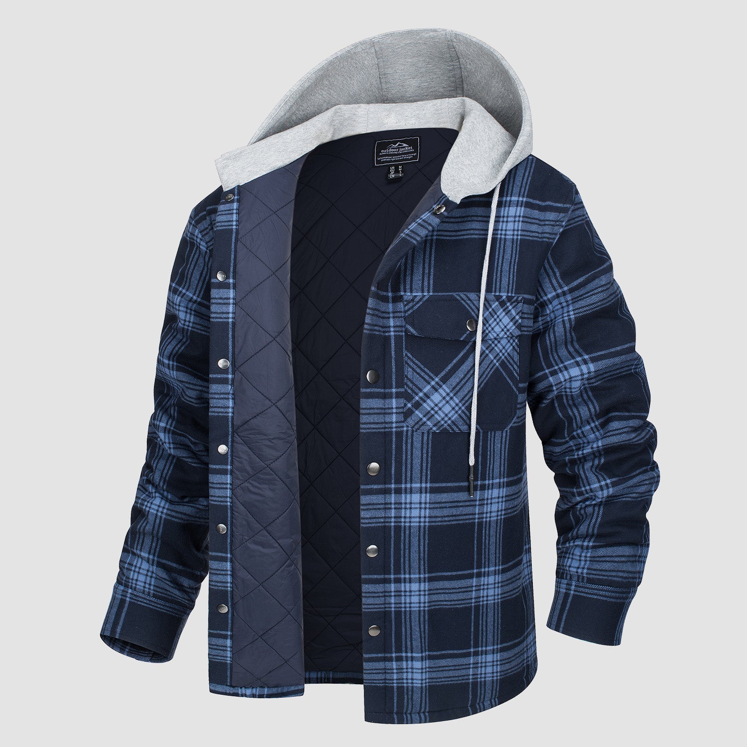 Men's Quilted Flannel Jacket with Hood – Warm & Casual