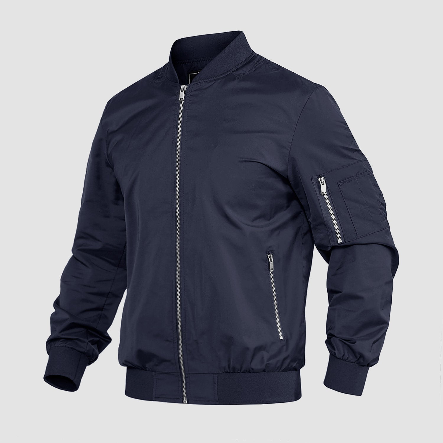 Men's Lightweight Zip-Up Bomber Jacket - Casual Windbreaker