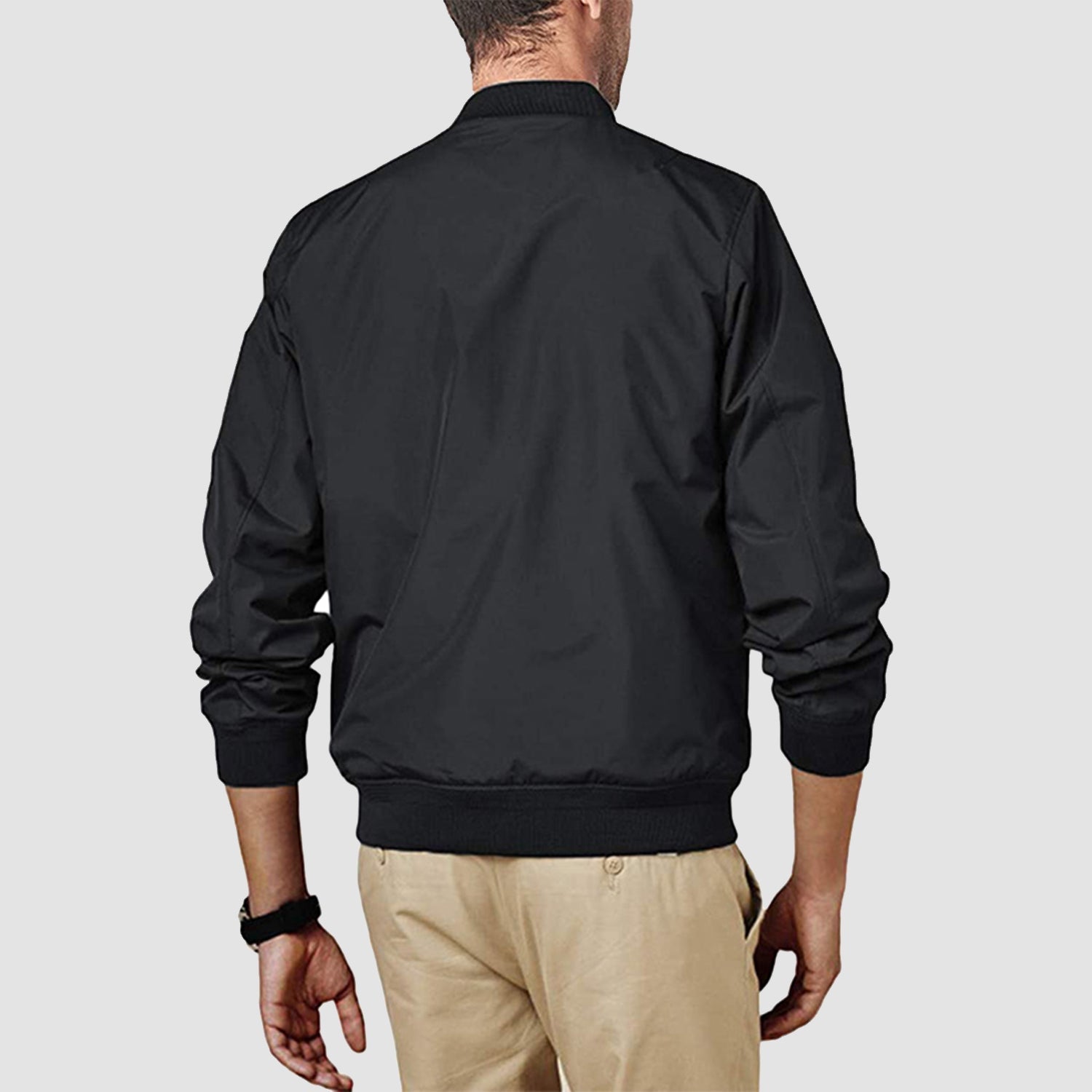Men's Lightweight Zip-Up Bomber Jacket - Casual Windbreaker
