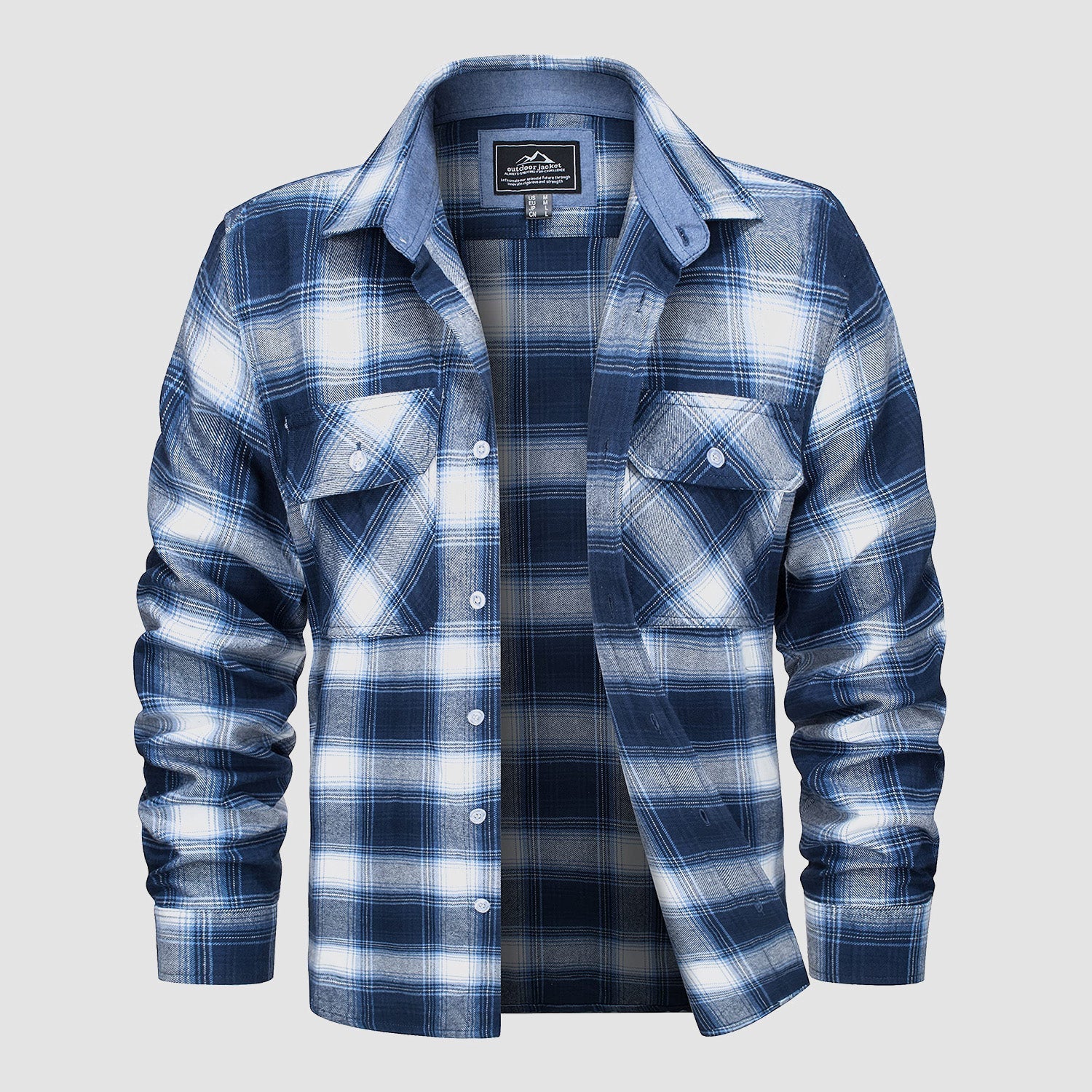 Men's Long Sleeve Cotton Plaid Flannel Shirt