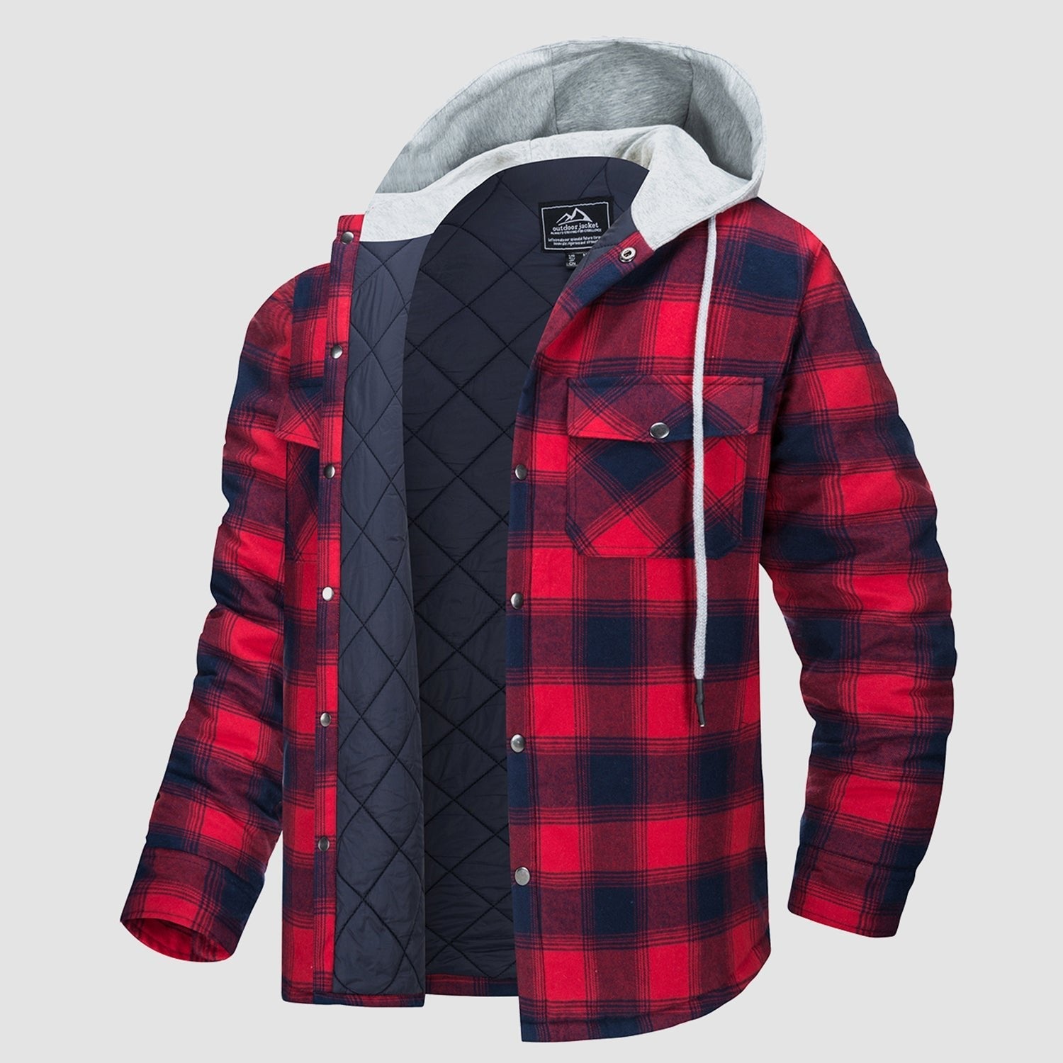 Men's Quilted Flannel Jacket with Hood – Warm & Casual