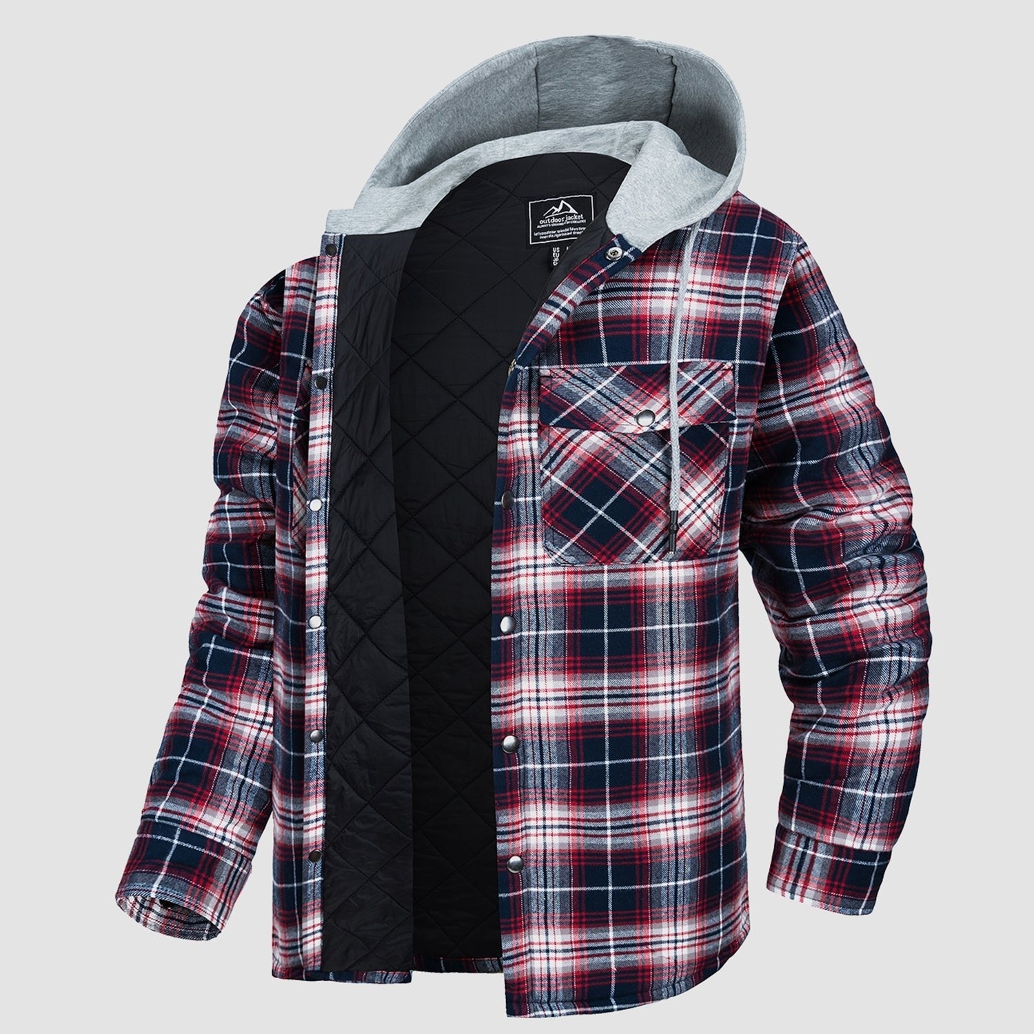 Men's Quilted Flannel Jacket with Hood – Warm & Casual