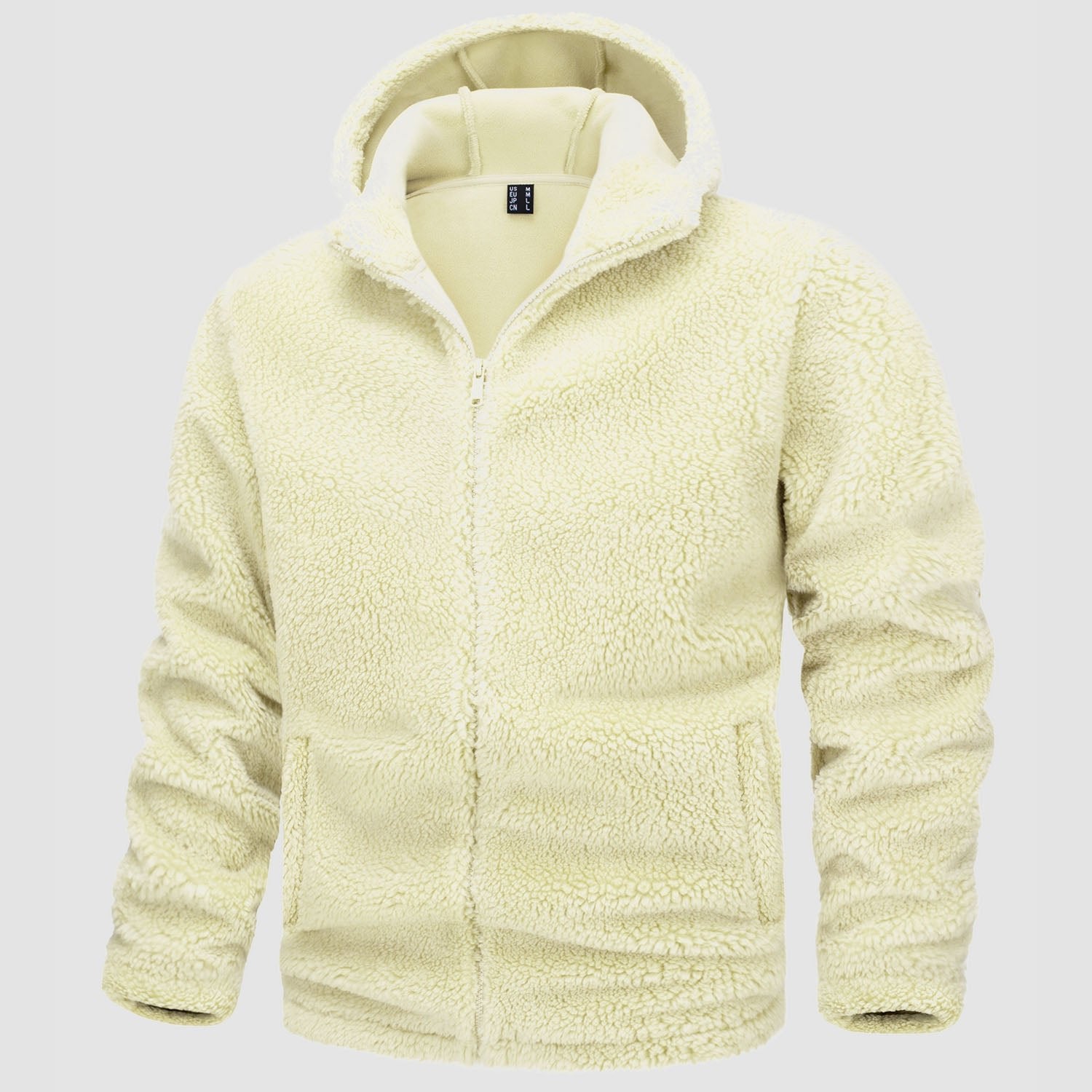 Men's Fleece Hoodie Sherpa Jacket Full Zip  with 4 Pockets