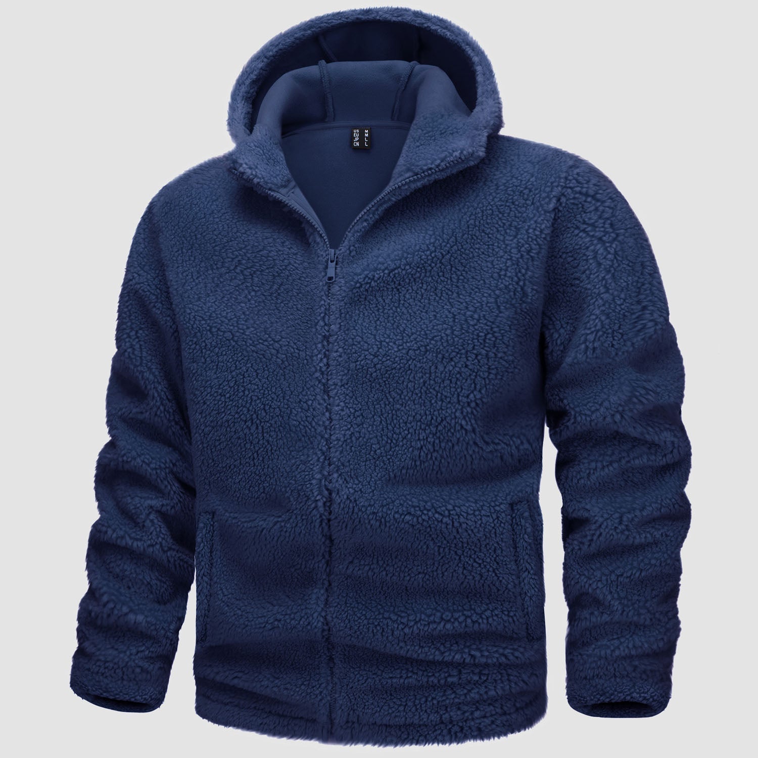 Men's Fleece Hoodie Sherpa Jacket Full Zip  with 4 Pockets