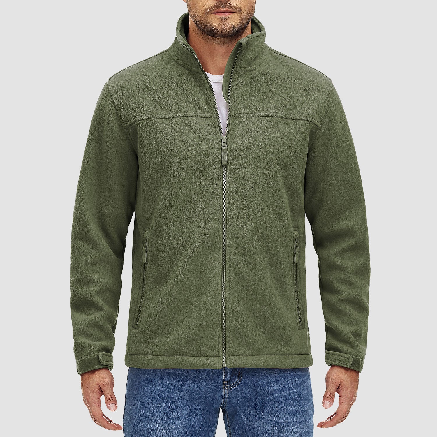 Men's Fleece Jacket Full Zip Lightweight Casual Jacket