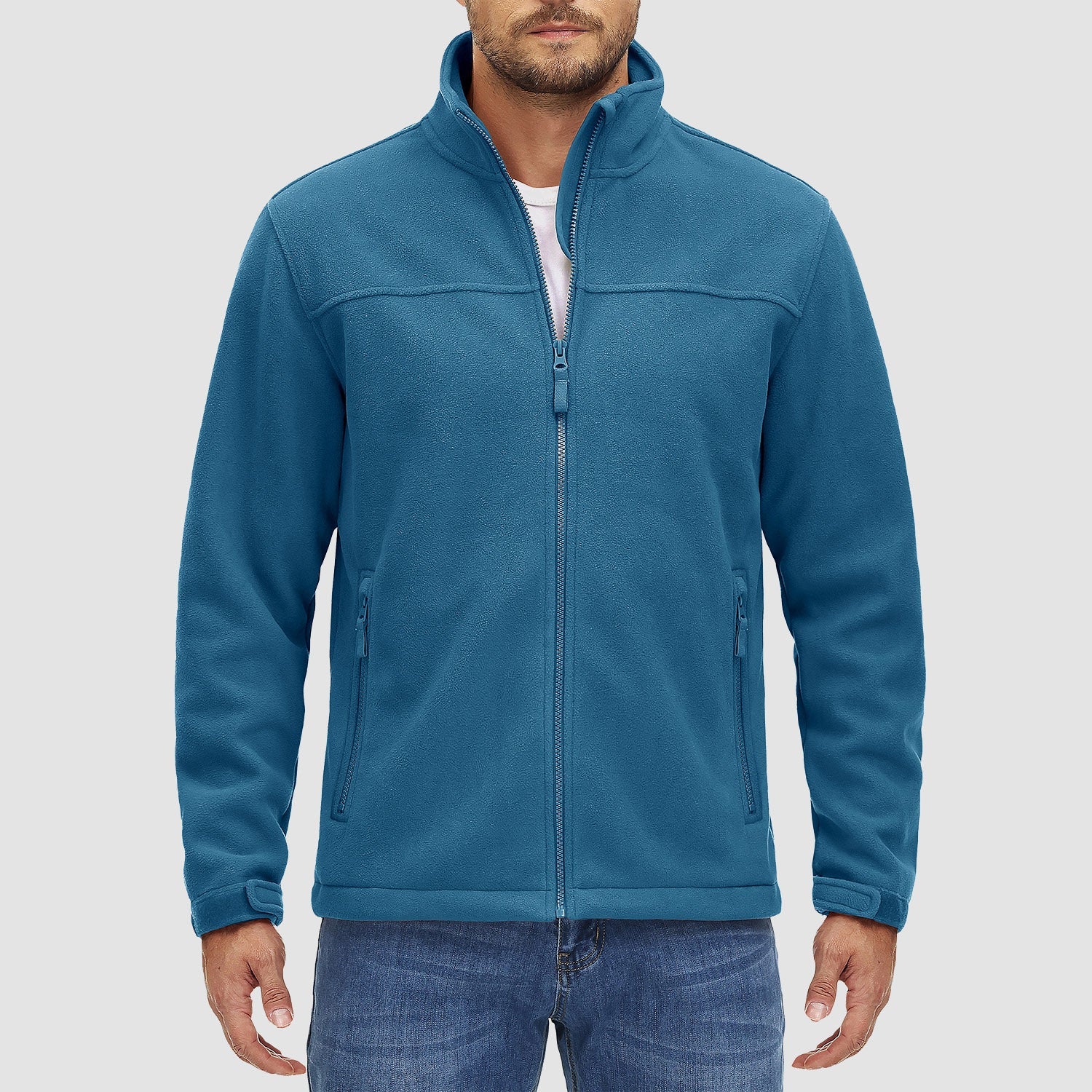 Men's Fleece Jacket Full Zip Lightweight Casual Jacket