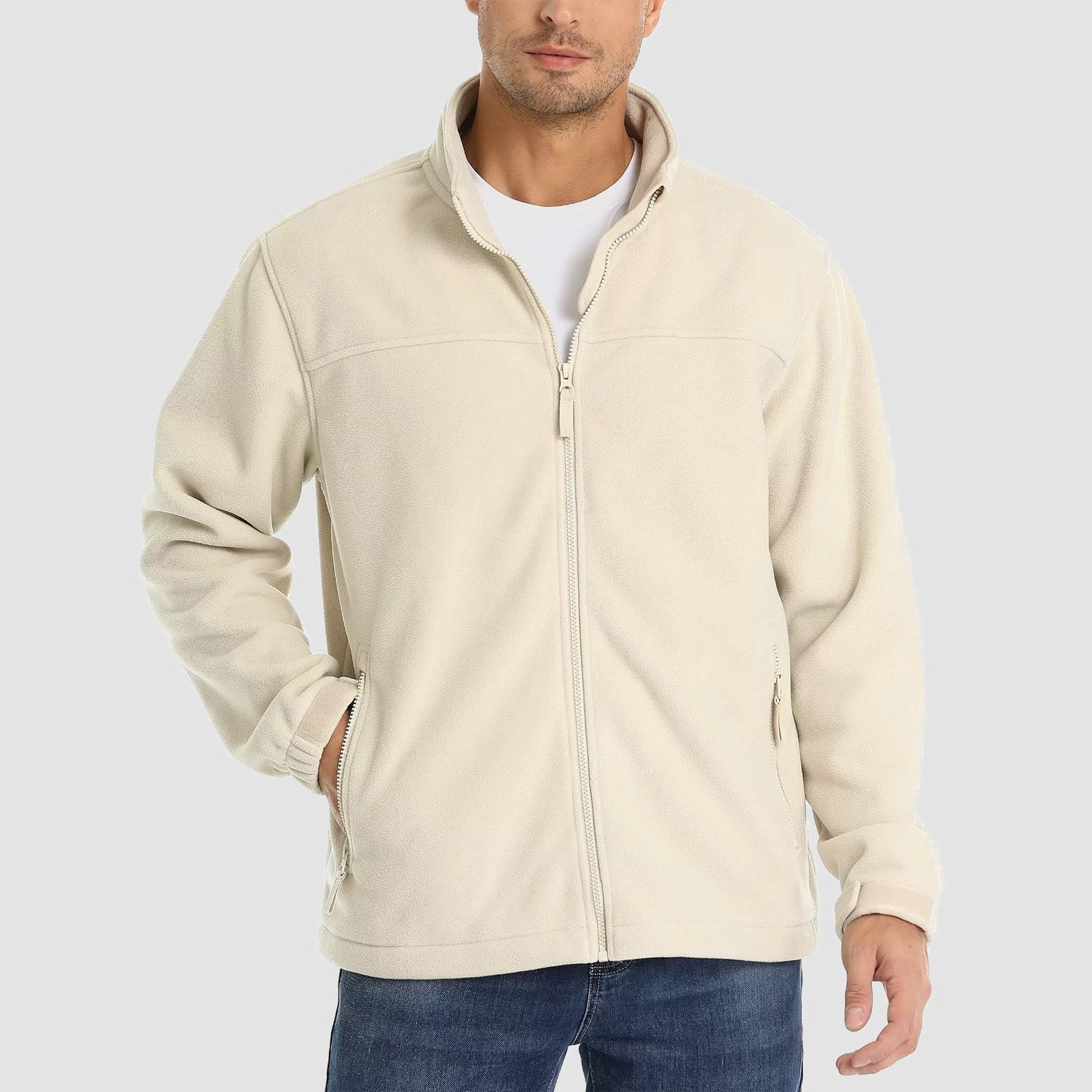 Men's Fleece Jacket Full Zip Lightweight Casual Jacket