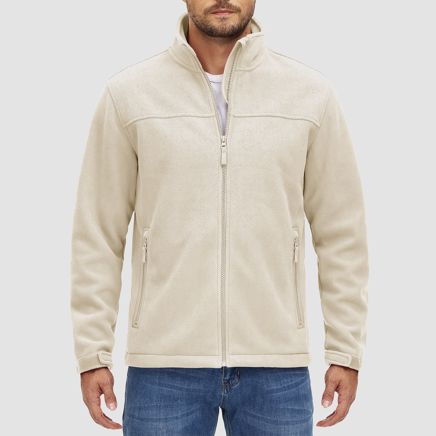 Men's Fleece Jacket Full Zip Lightweight Casual Jacket