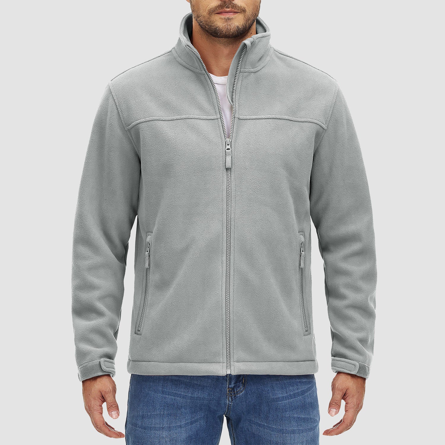 Men's Fleece Jacket Full Zip Lightweight Casual Jacket