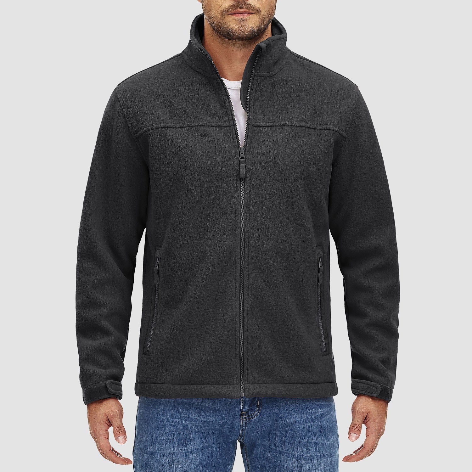 Men's Fleece Jacket Full Zip Lightweight Casual Jacket