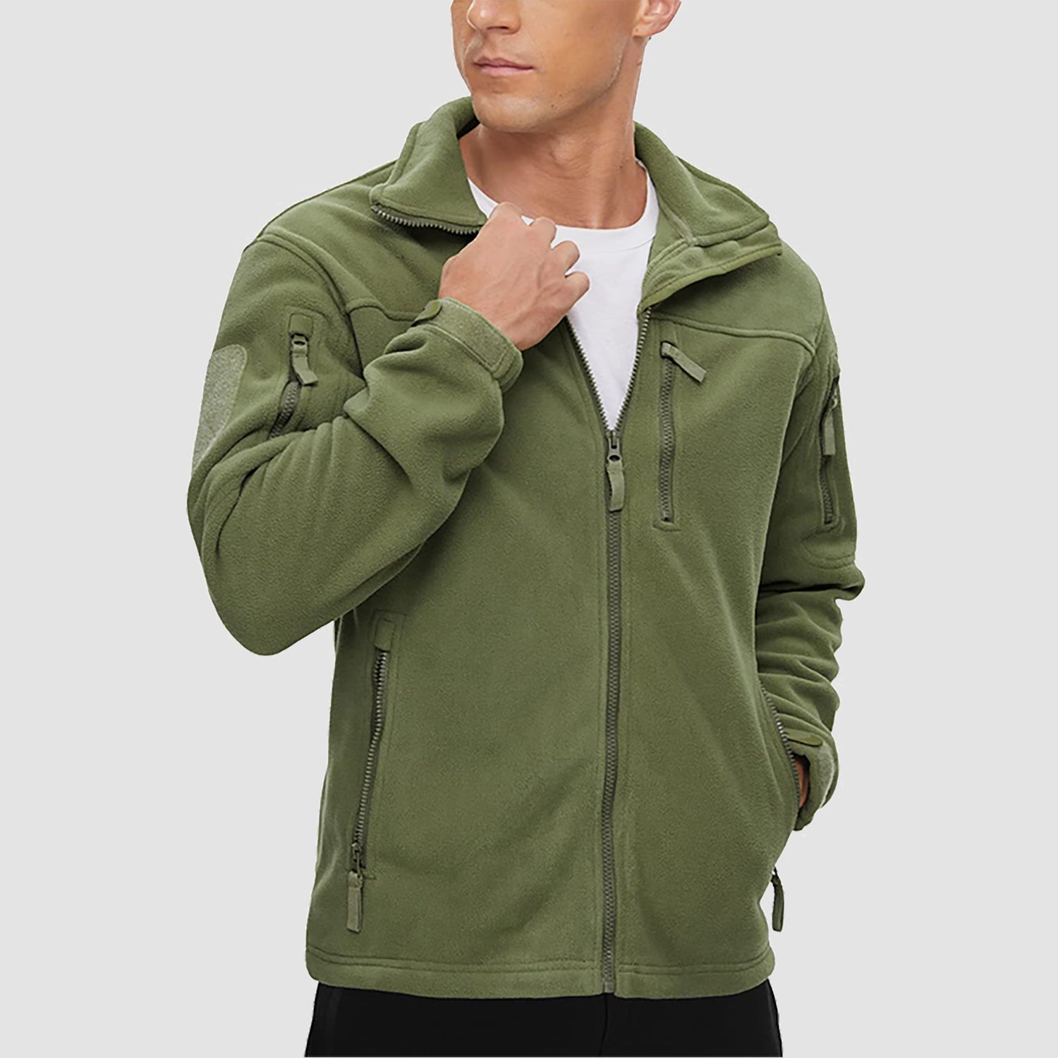 Men's Fleece Tactical Jacket Stand Collar Military Field Jackets