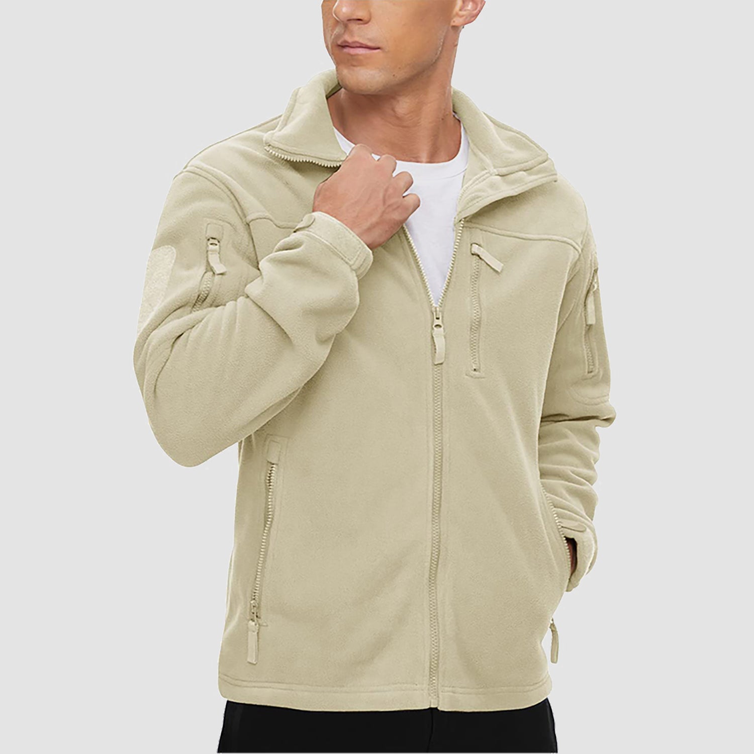 Men's Fleece Tactical Jacket Stand Collar Military Field Jackets