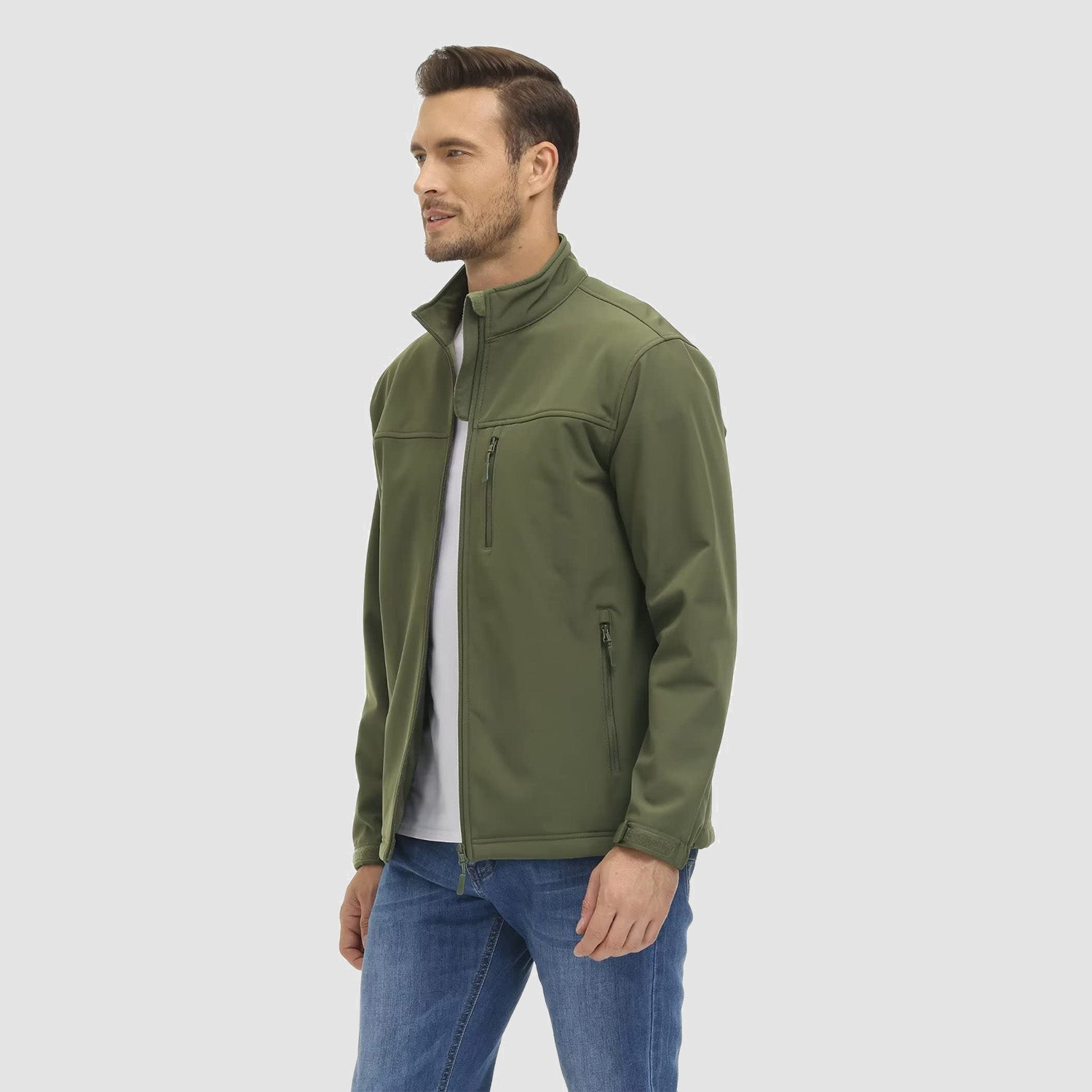 Men's Fleece Lined Jacket Lightweight Waterproof Jacket