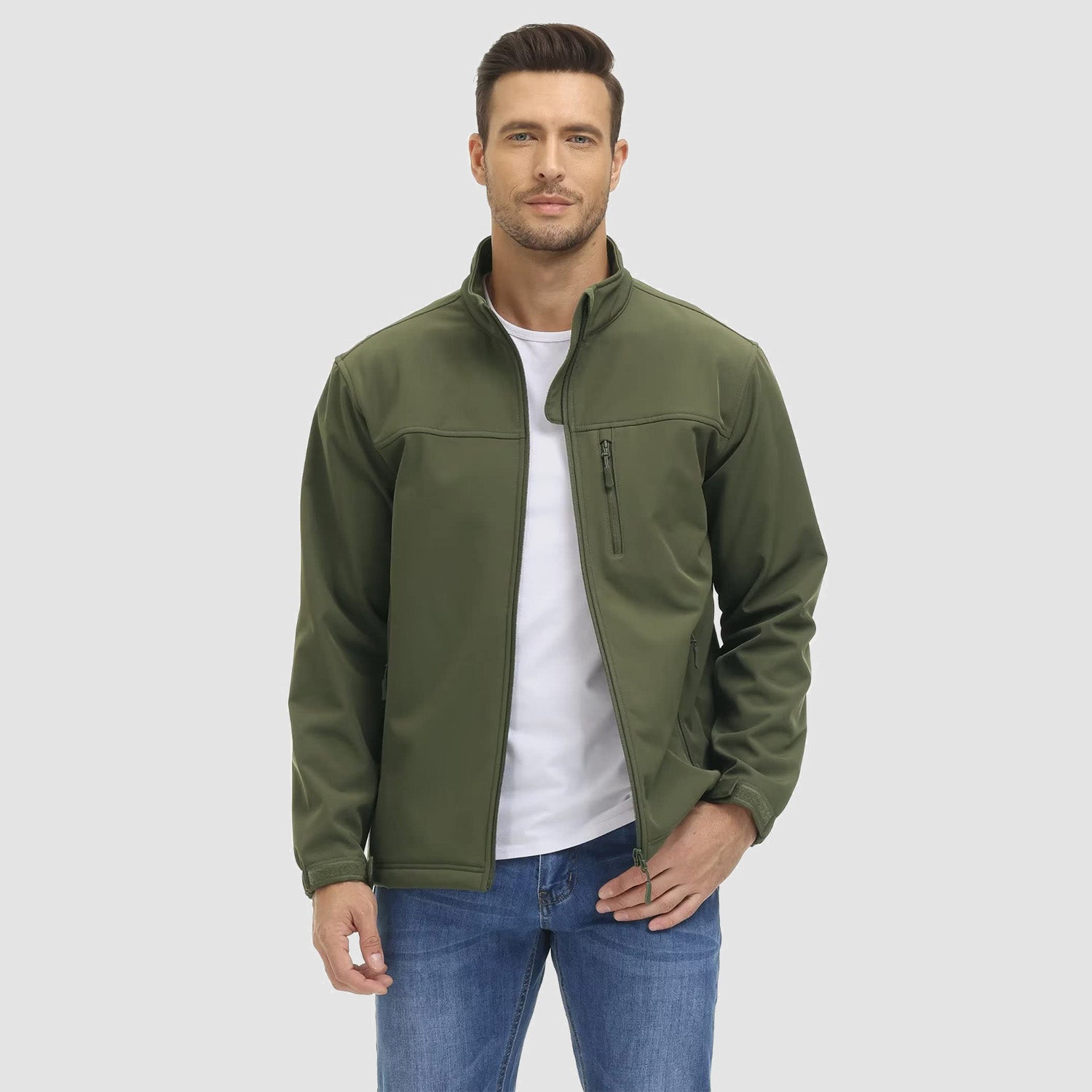 Men's Fleece Lined Jacket Lightweight Waterproof Jacket